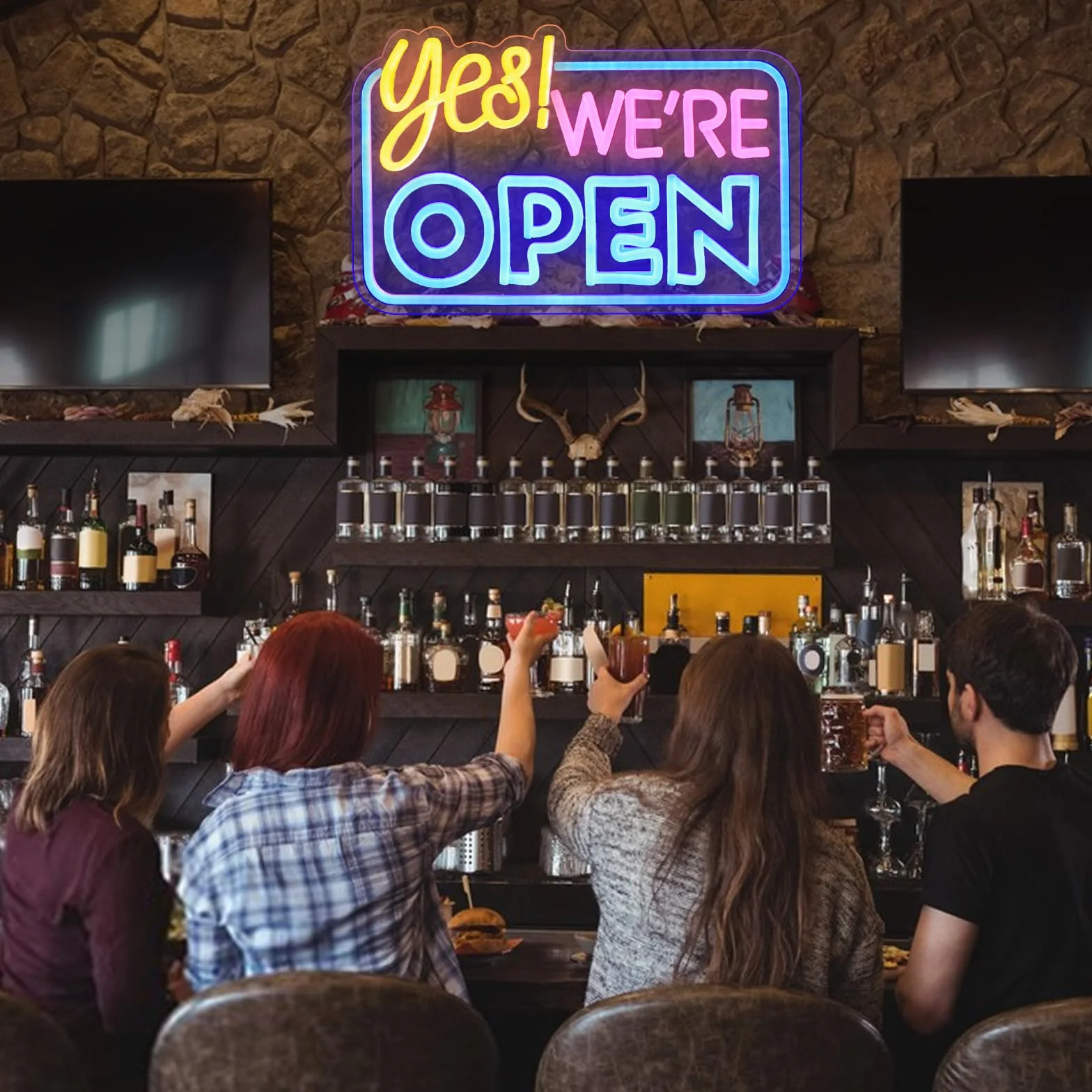 "Yes We are Open" neonowy znak dla biznesu, możliwość ściemniania, otwarty, zasilany przez USB, podświetlane znaki do sklepu biznesowego, kawiarni, hotelu, restauracji, baru, dekoracja (42 x