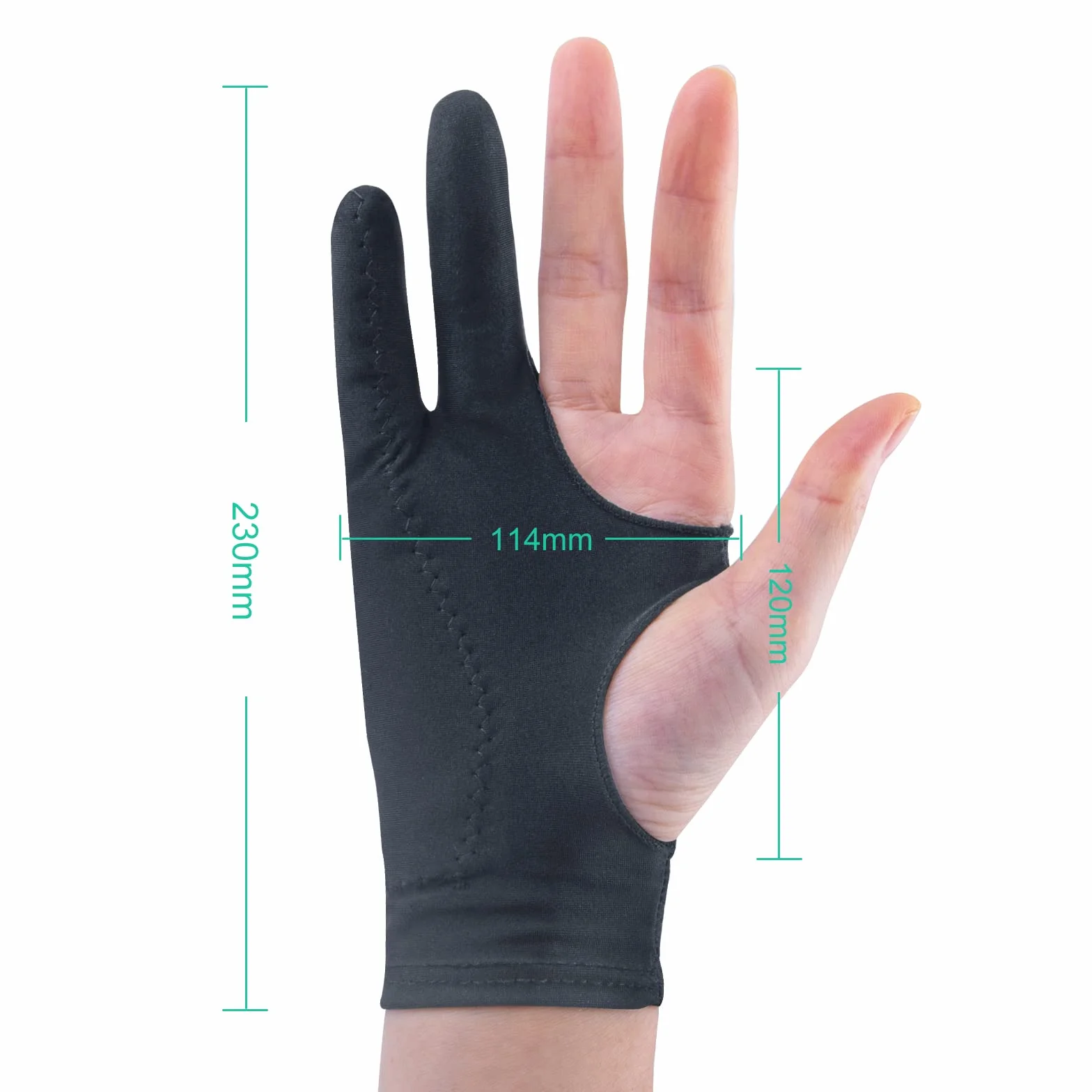 Glove rękawiczki do rysowania, zestaw 2 szt., cyfrowe rękawiczki artystyczne, taca do rysowania, cyfrowe rękawiczki do rysowania, z dwoma palcami do szkicowania, uniwersalne dla lewej i prawej ręki,