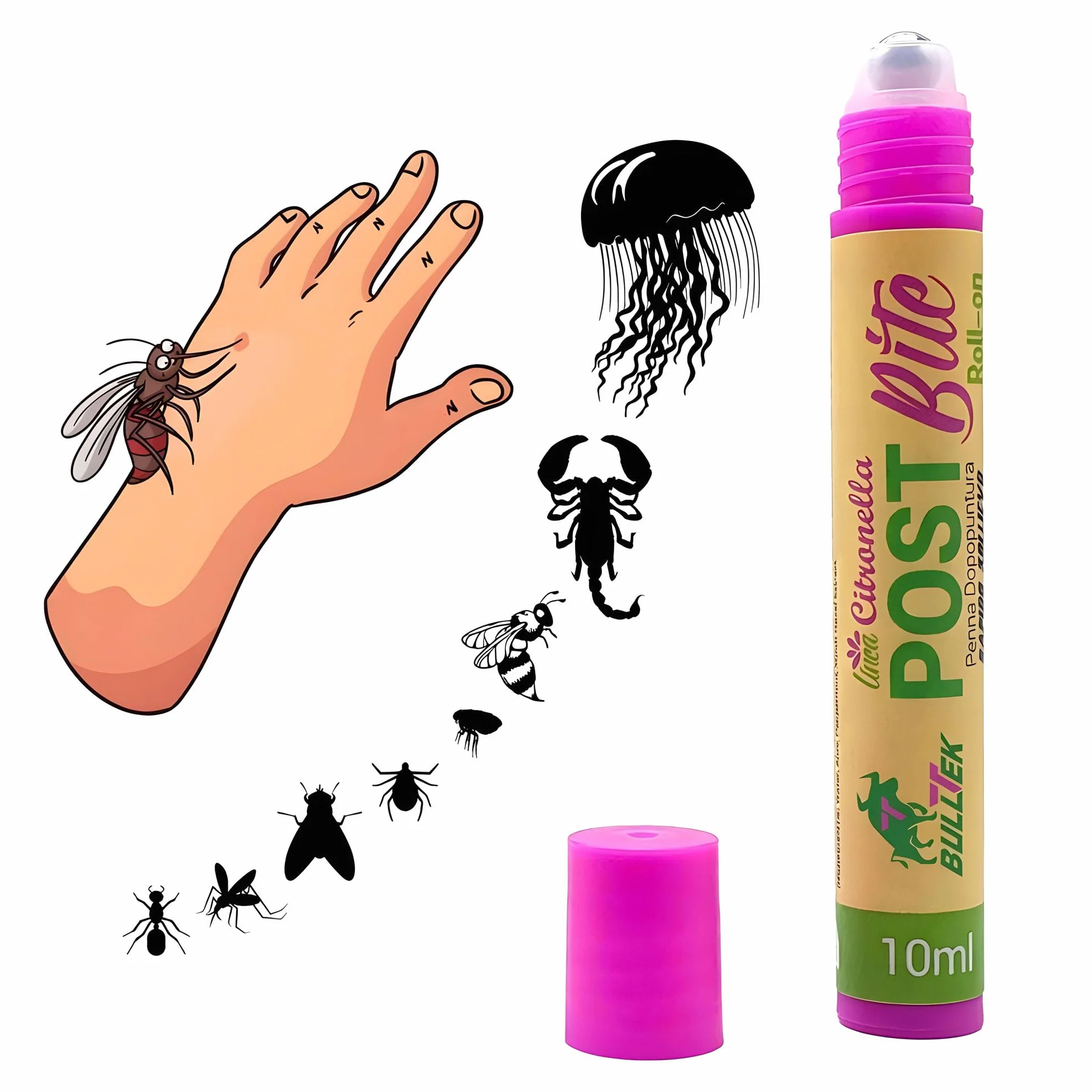 Naturalny długopis kulkowy na ukąszenia komarów, os, pszczół, kleszcze, pchły, meduzy 10 ml