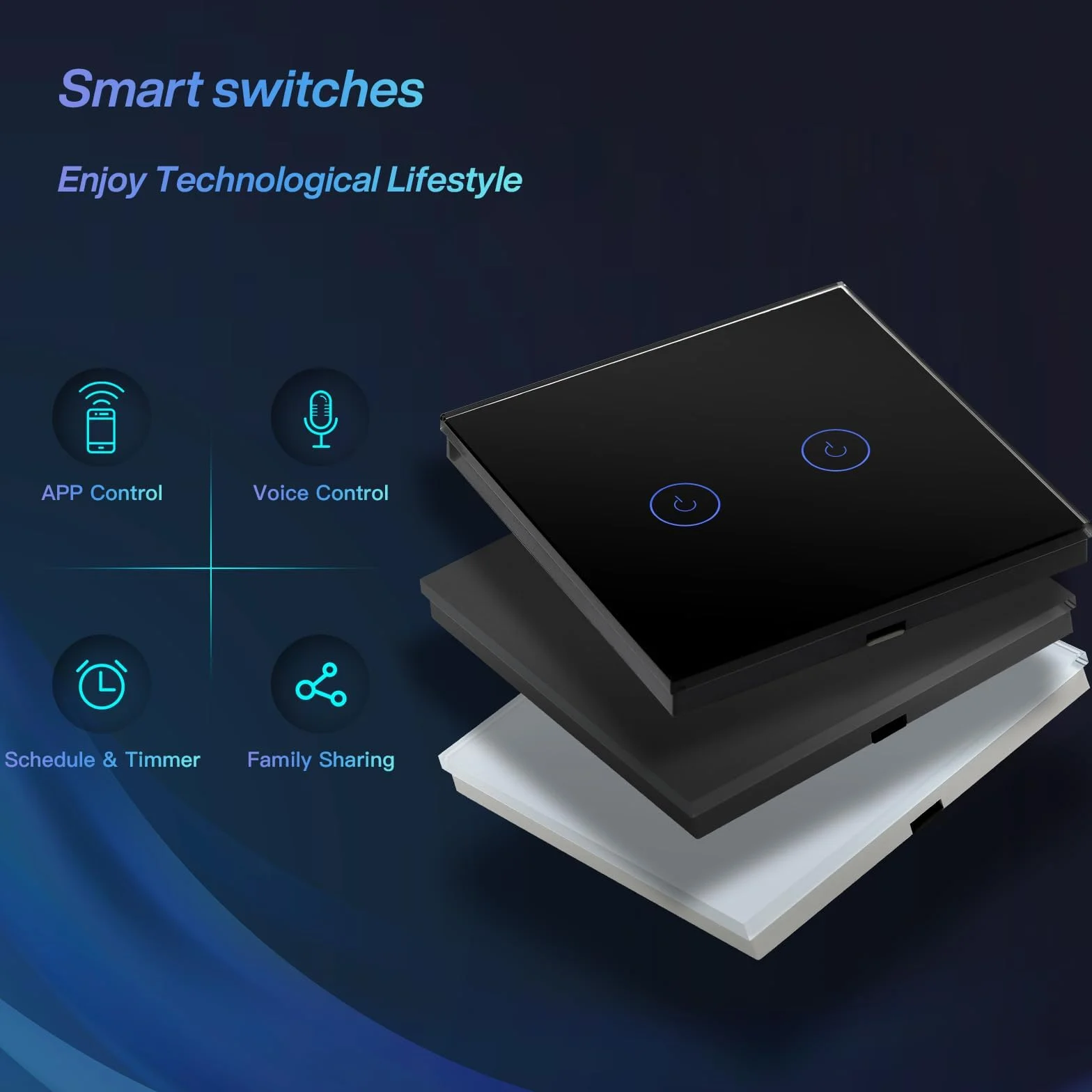 BSEED Alexa WiFi czujnik dotykowy, przełącznik dotykowy, 1-drożny, pilot zdalnego sterowania z aplikacją Smart Life/Tuya, z inteligentnym przełącznikiem rolet, przełącznik żaluzji, kompatybilny z