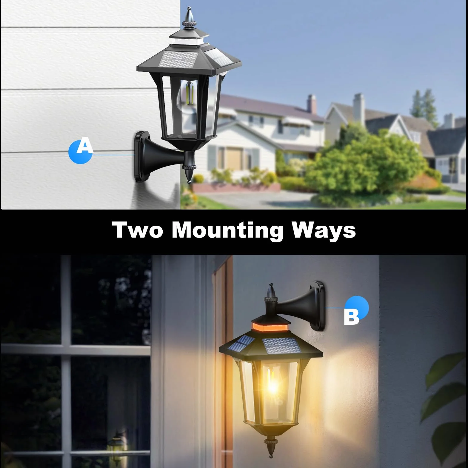 Moman Zewnętrzne lampy solarne, vintage, zewnętrzna lampa solarna z czujnikiem ruchu, 3 tryby IP65, wodoodporna, do ogrodu na patio, 2 szt., projektor solarny i zewnętrzny, oświetlenie lampy