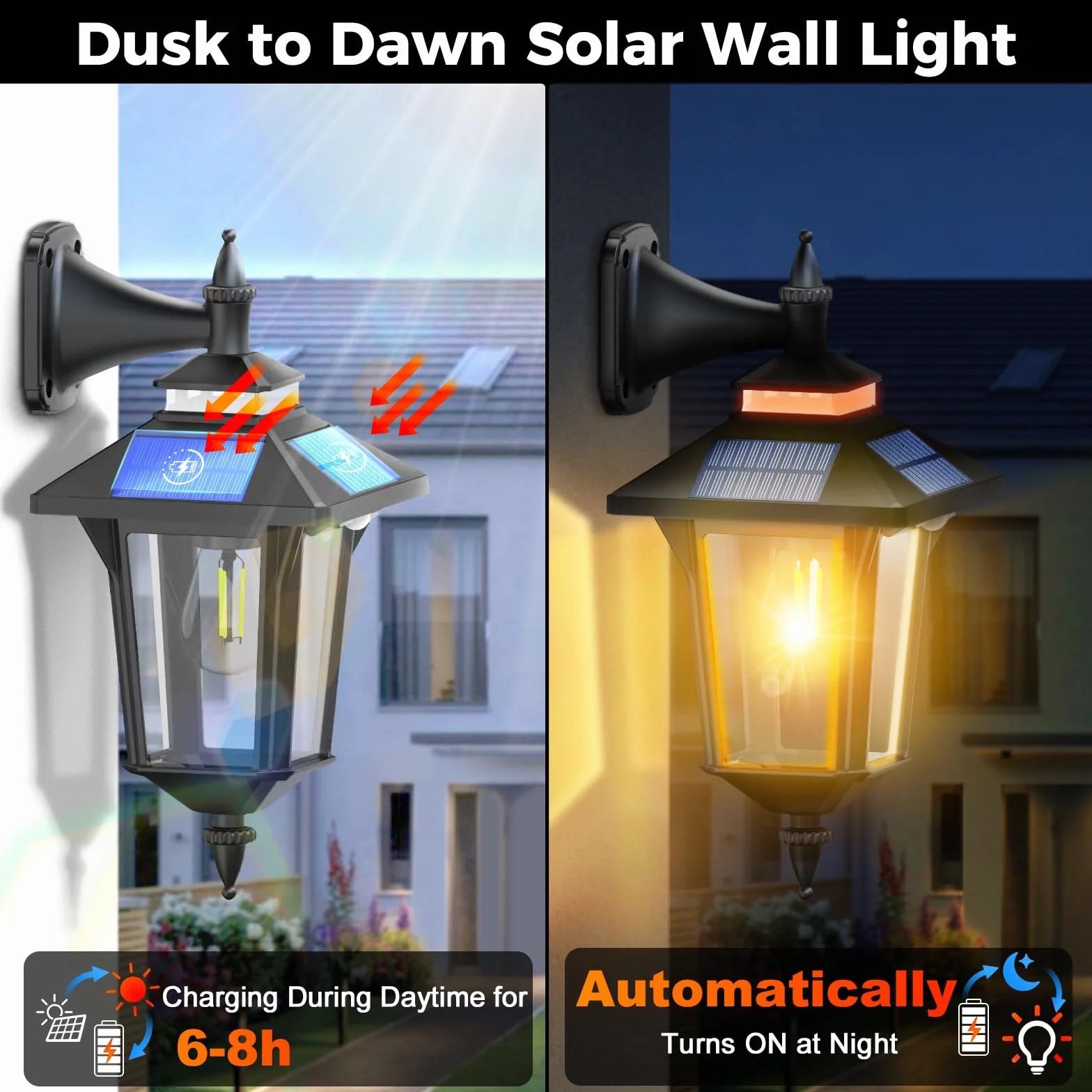 Moman Zewnętrzne lampy solarne, vintage, zewnętrzna lampa solarna z czujnikiem ruchu, 3 tryby IP65, wodoodporna, do ogrodu na patio, 2 szt., projektor solarny i zewnętrzny, oświetlenie lampy