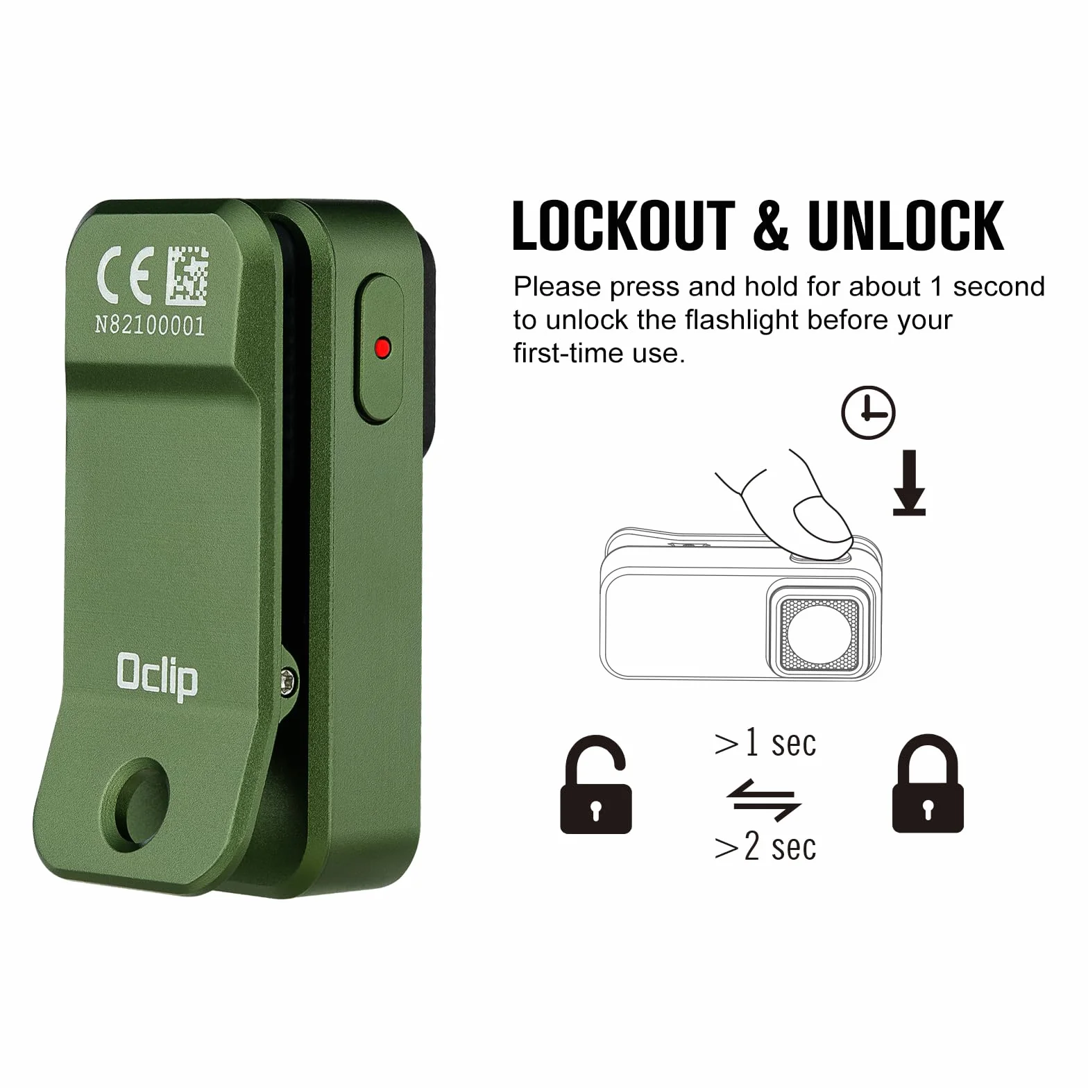 OLIGHT Oclip Mini latarka LED z czerwonym światłem, 300LM jasna latarka USB-C, lampa klipu IPX5 i 1.6m małe migające światło do kempingu i ostrzeżeń bezpieczeństwa(Zieleń wojskowa)