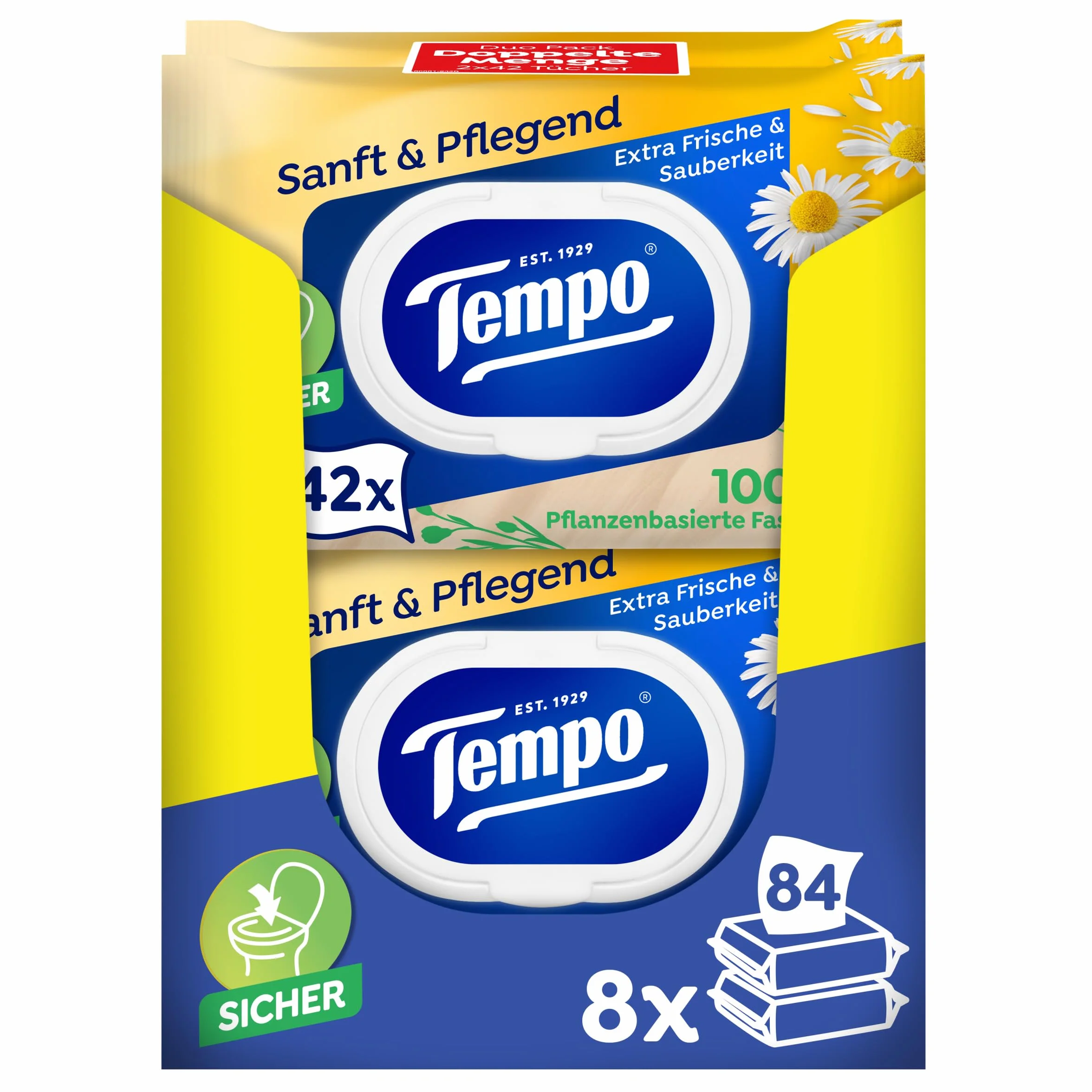Tempo 836198 Nawilżane Chusteczki Toaletowe, 16 Opakowań