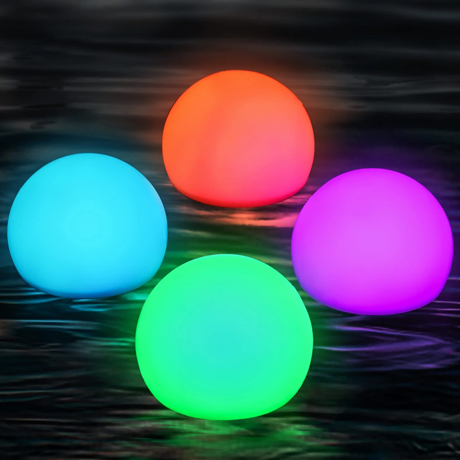 JONRRYIN 4 Sztuki Oświetlenia Pływającego Basenu, Wodoodporna Lampa Do Basenu Ip68 Z Pilotem Zdalnego Sterowania, 16 Rgb Zmiana Koloru Led, Prezent Dla Dzieci, Na Basen, Do Etangu, Na Imprezę