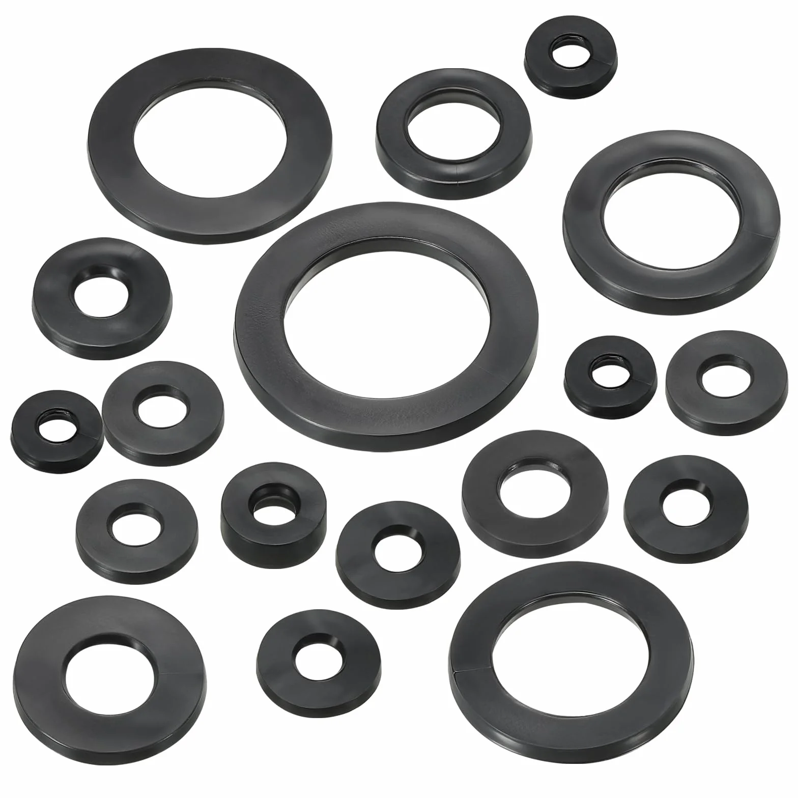 PATIKIL Podkładki gumowe M6, okrągłe, 80 sztuk, 6 mm, średnica 16 mm, średnica 1,5 mm, zestaw gumowych uszczelek do rury kranowej, śruby mocujące, czarne