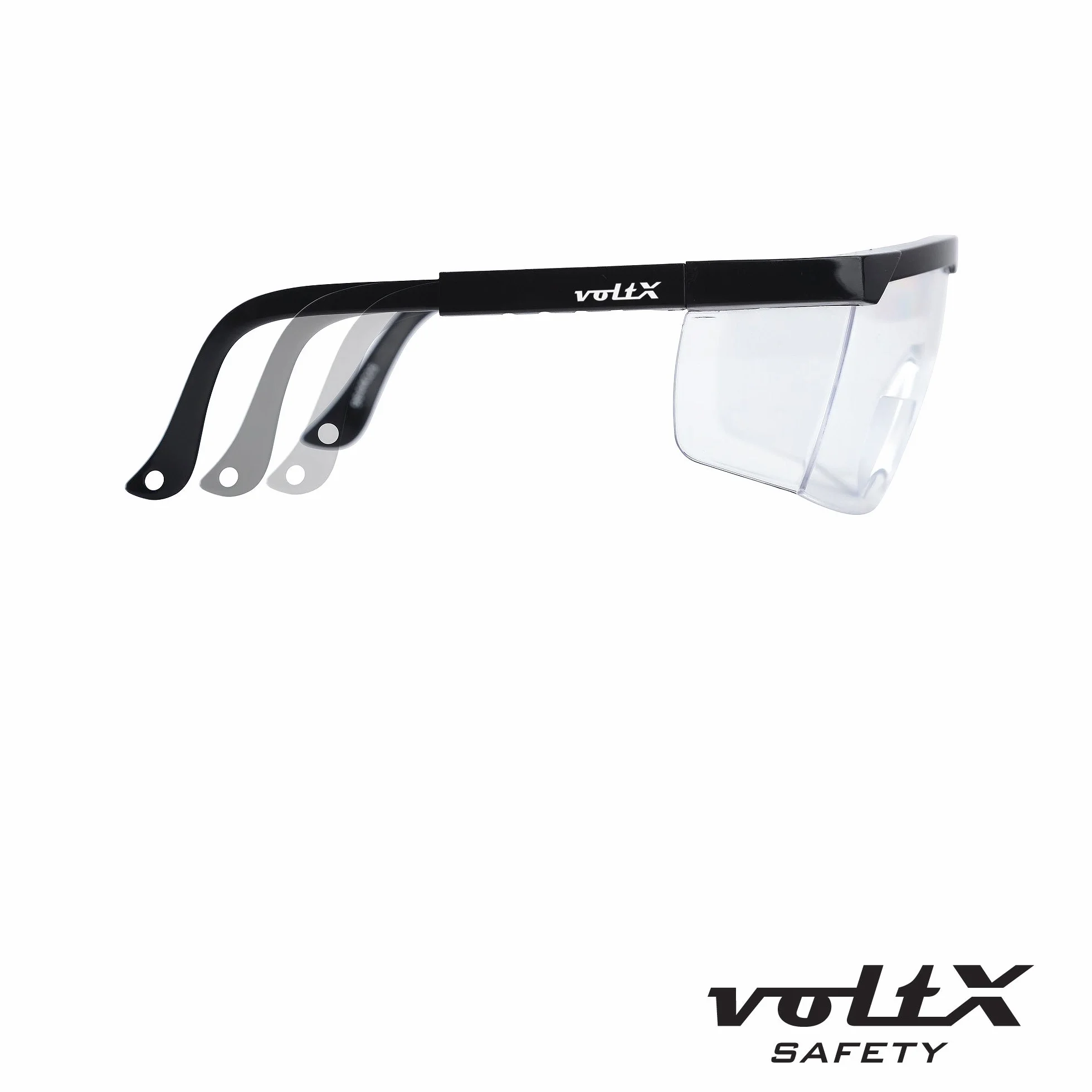 voltX Dwuogniskowe okulary ochronne "Classic" (przezroczyste +3.0 dioptrii) – certyfikat UKCA i CE EN166f – w zestawie sznurek zabezpieczający z ochroną głowy + soczewka przeciwmgielna UV400