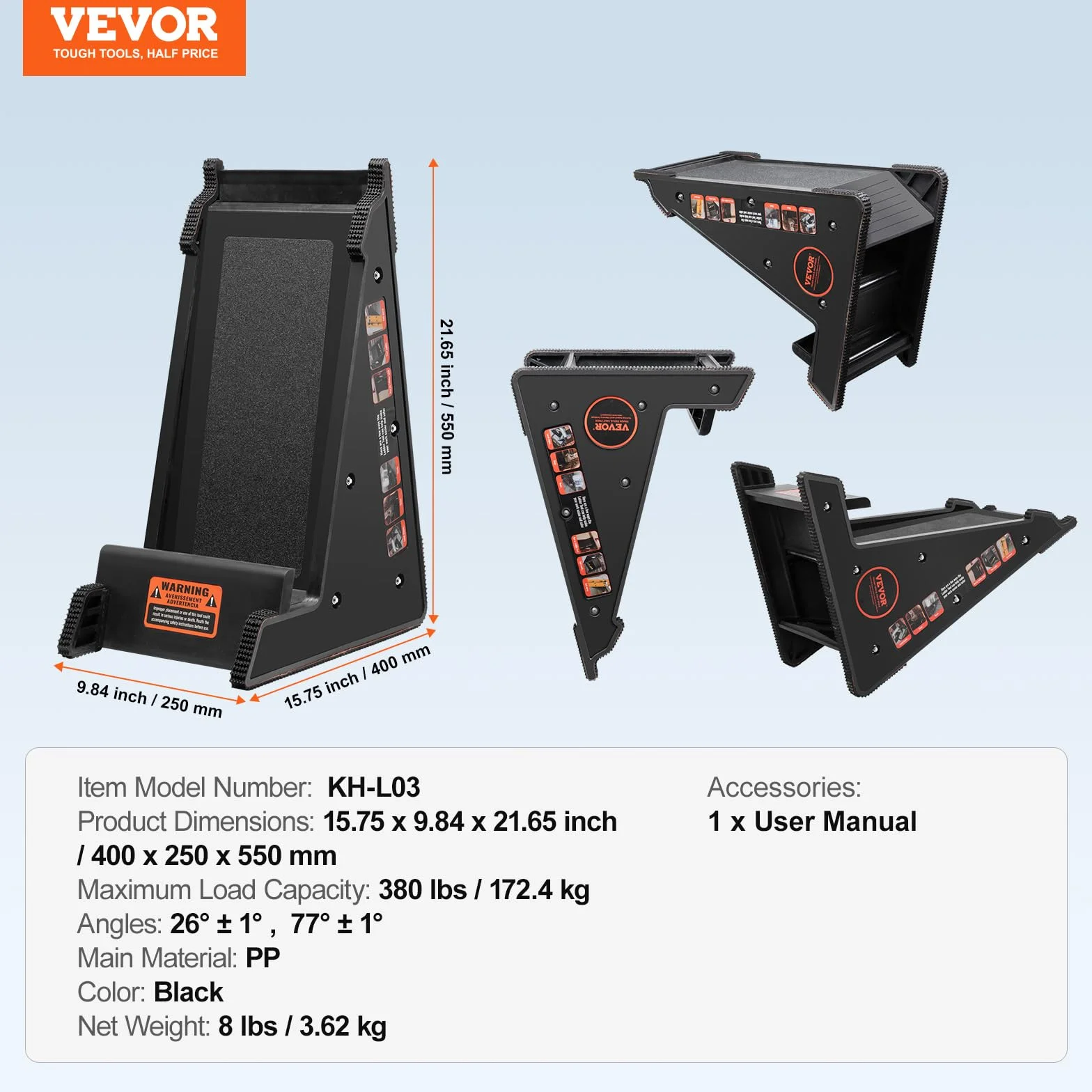 VEVOR KH-L03 Narzędzie do poziomowania PP 172,4 kg stabilizator schodów