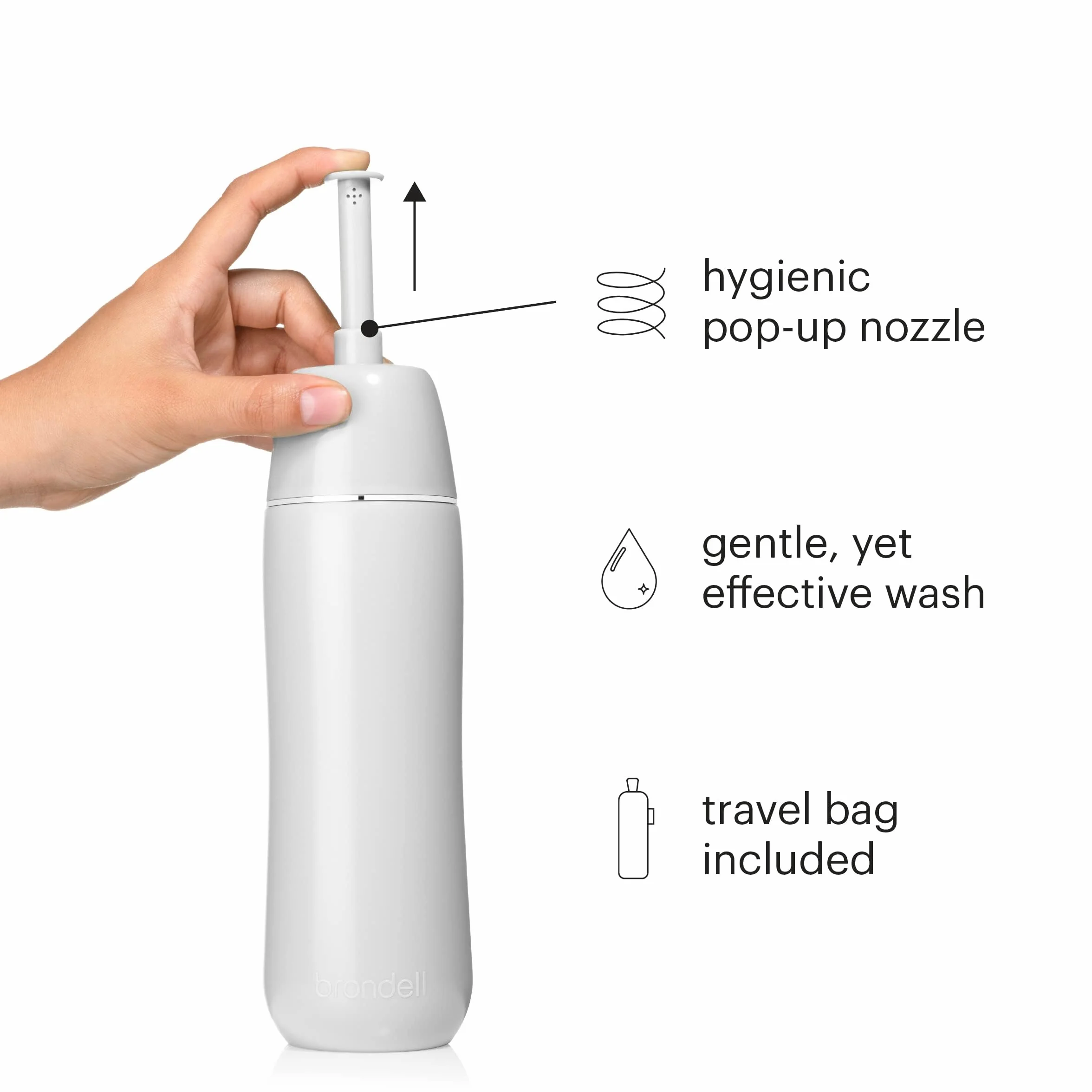 Brondell GoSpa zaawansowany przenośny bidet na podróż – wysokiej jakości kompaktowy bidet z dyskretną torbą podróżną do wygodnego przechowywania – 500 ml, szary