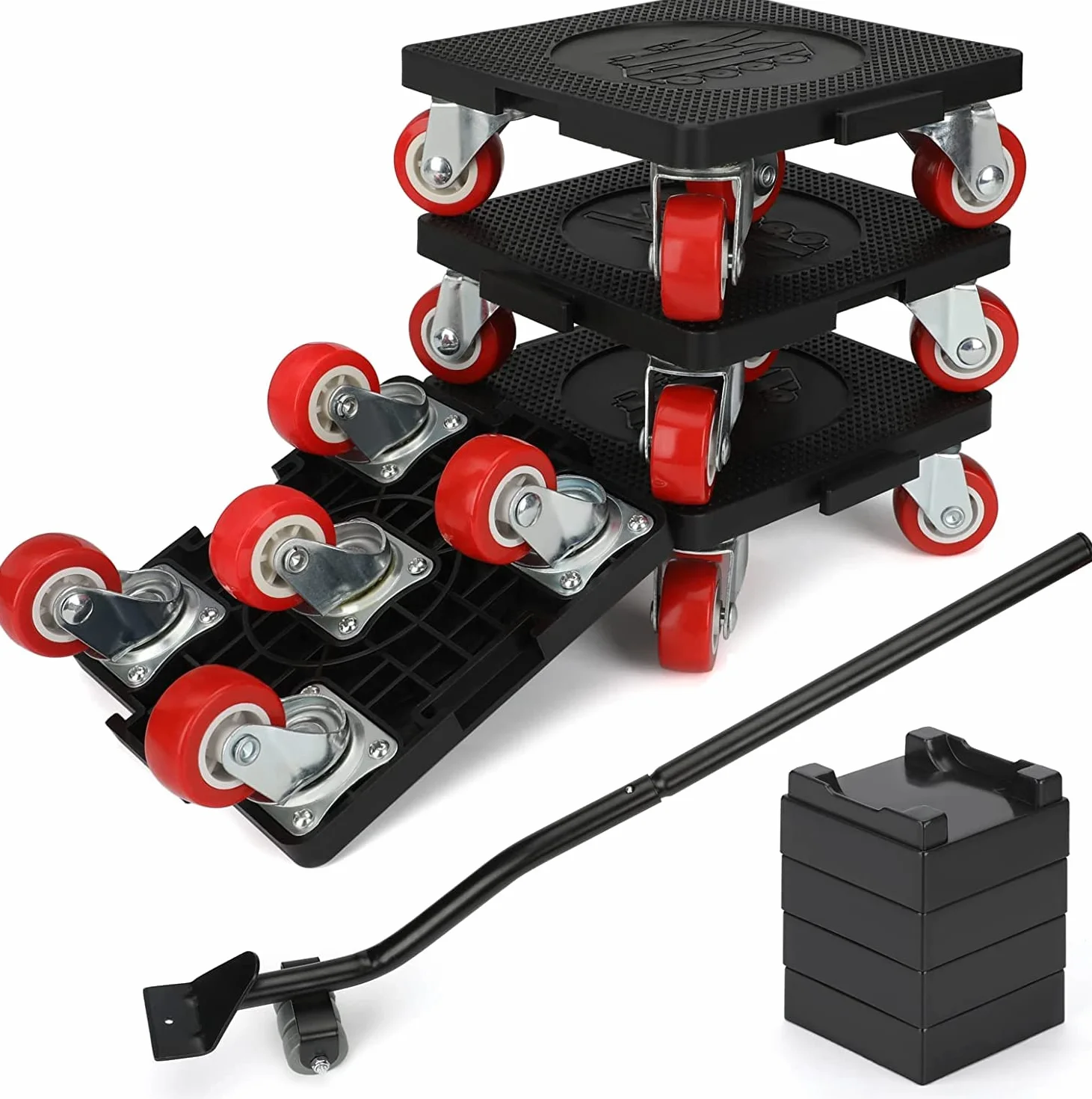 goldenwarm Podnośnik meblowy do ciężkich mebli, 4 rolki meblowe z 5 kółkami obrotowymi o 360°, obciążenie 600 kg, jak tolerowane czarny
