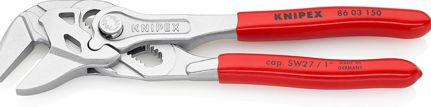 KNIPEX Szczypce-klucz szczypce i klucz w jednym narzędziu w opakowaniu z zawieszką chromowany z tworzywa sztucznego, powlekane 150 mm, 86 03 150 SB