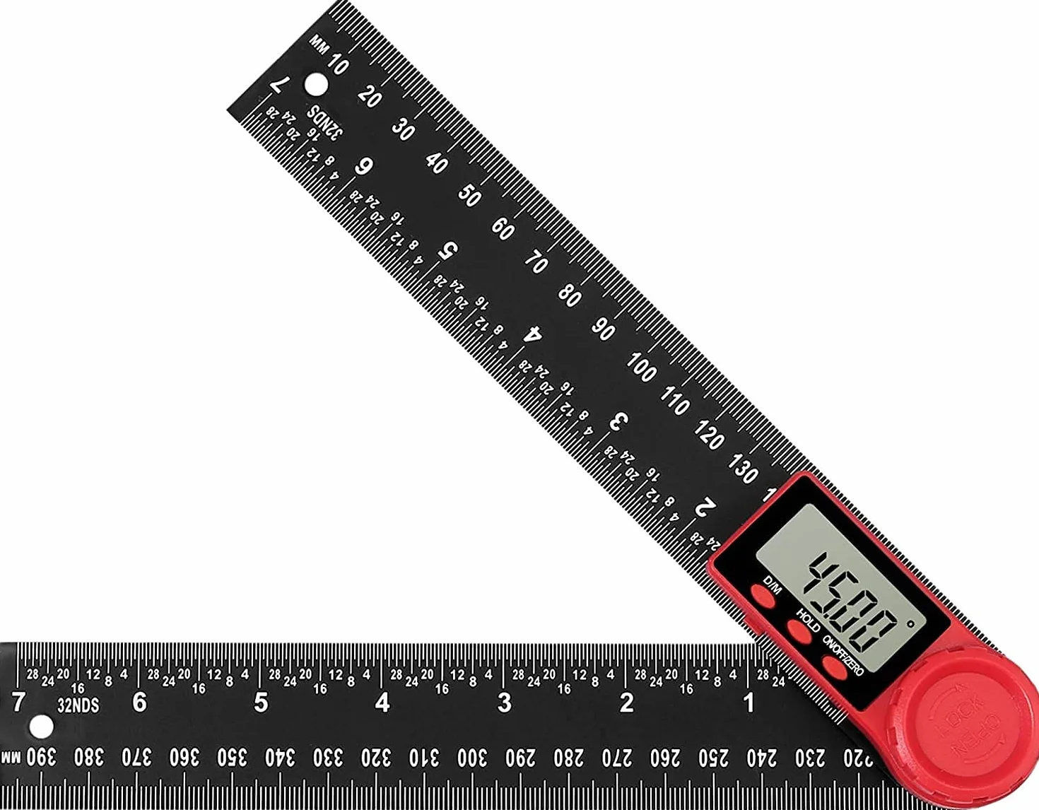 Linijka lokalizacyjna narzędzia pomiarowego, pomiar linijki, Przedraktor kątowy kątowy, linijka kątowa 200 mm, element kątowy z zerowaniem resetowania, trzymanie danych, LCD Wyświetlanie do obróbki dr