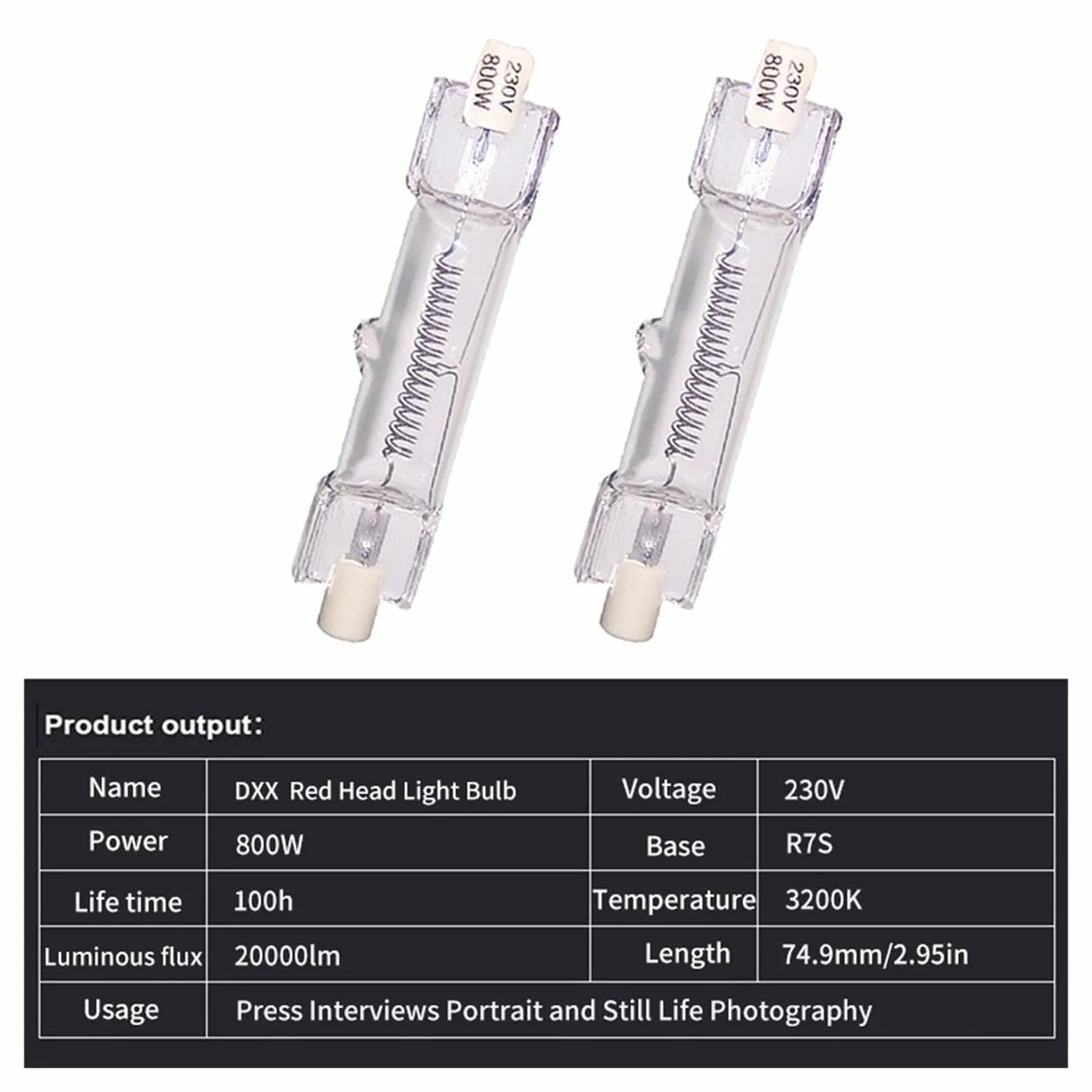 Lampa metalohalogenkowa R7S 230V 800W 3200K ciepła biała żarówka 5 sztuk