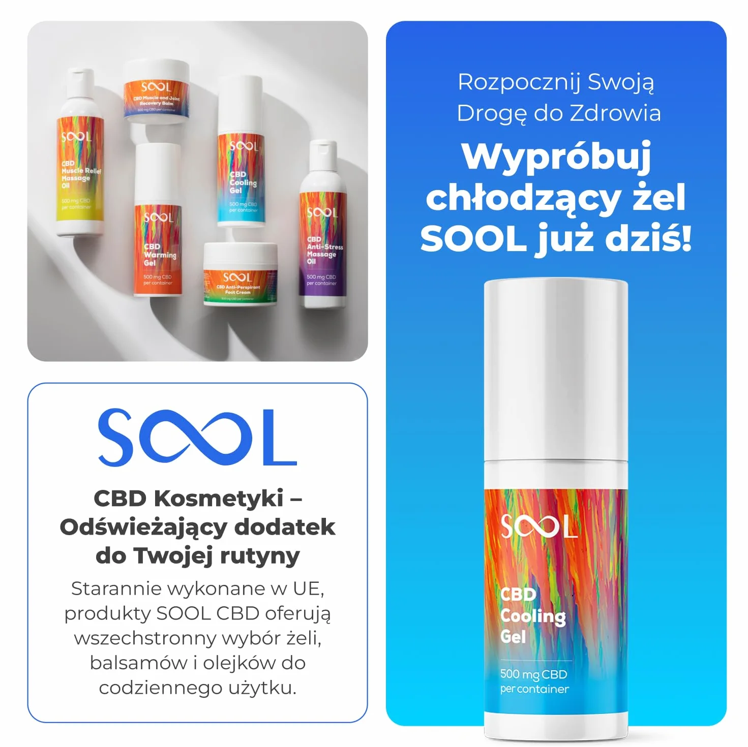 SOOL CBD Cooling Gel 100ml 500mg Żel CBD do masażu stawów i mięśni