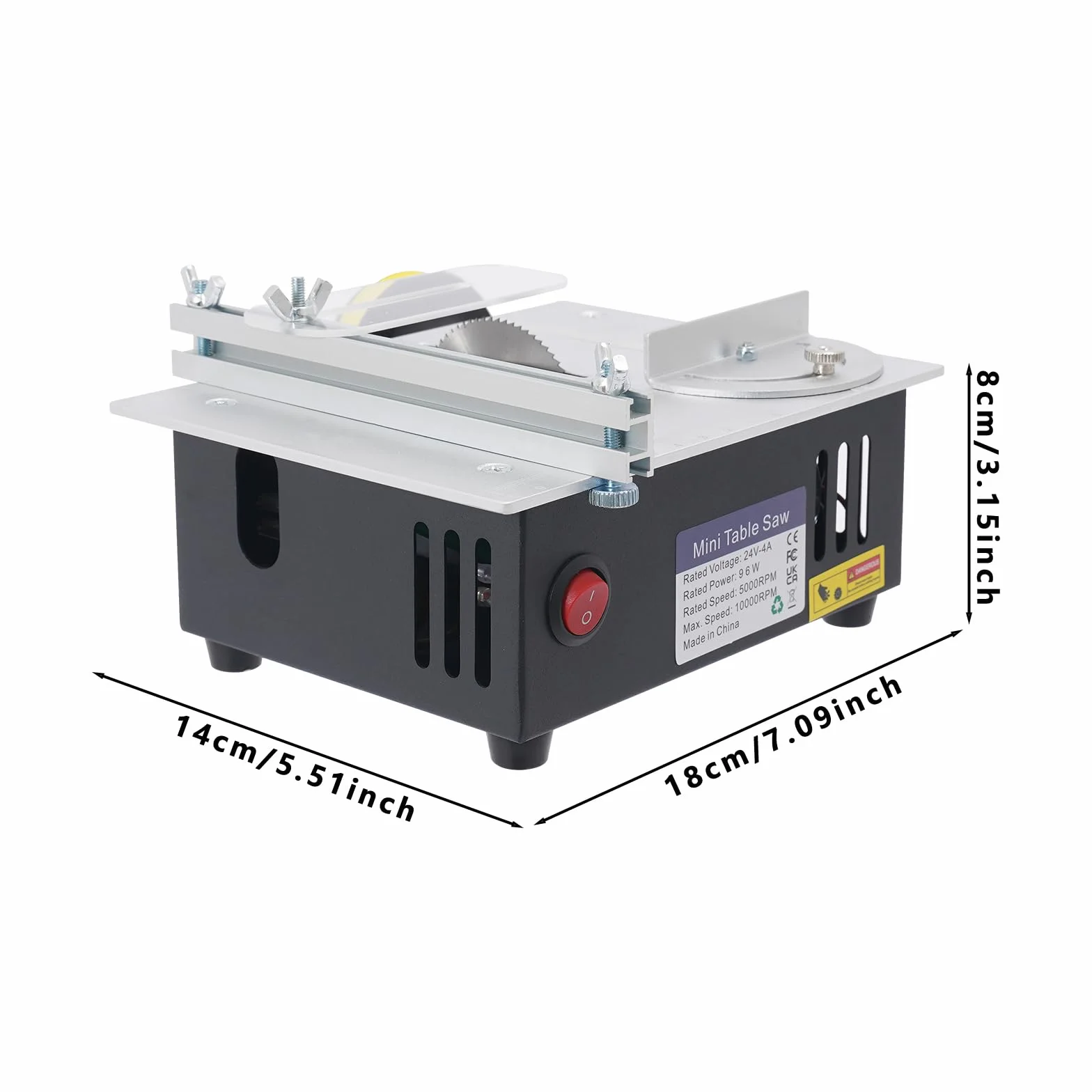Mała stołowa pilarka tarczowa, mini pilarka stołowa, precyzyjna piła tarczowa, model stołowy 150 W z silnikiem miedzianym – 12-24 V regulowana do drewna, akrylu i metalu – idealna do PCB