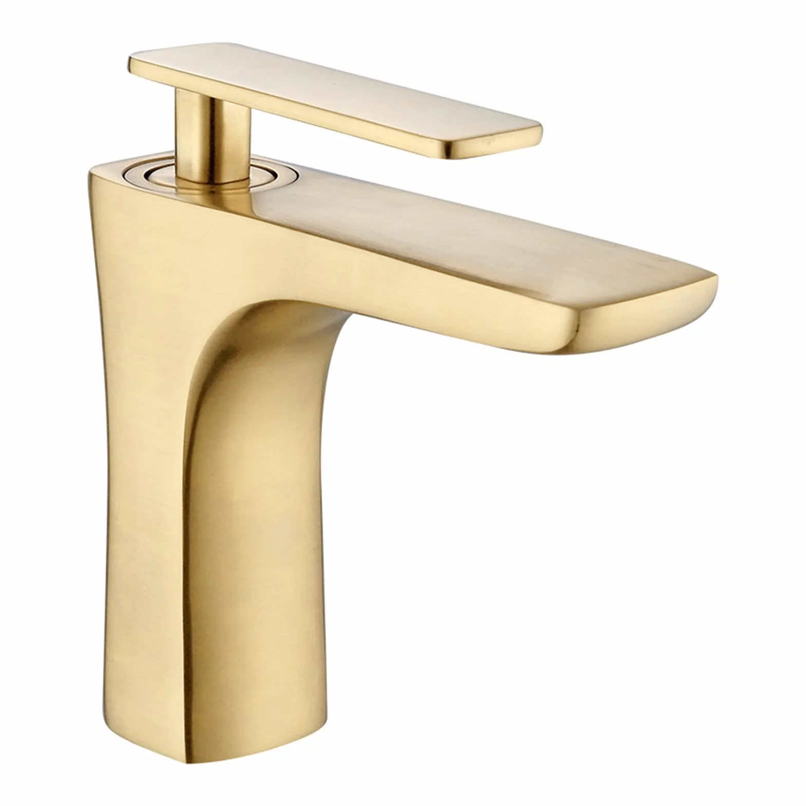 Elastyczny kran Obrotowy, Baterie Eleganckie szczotkowane złoto bateria łazienkowa Hot and Cold Water Basin Mikser Tap Mosiądz WC Żuraw wodny(Brushed gold short)