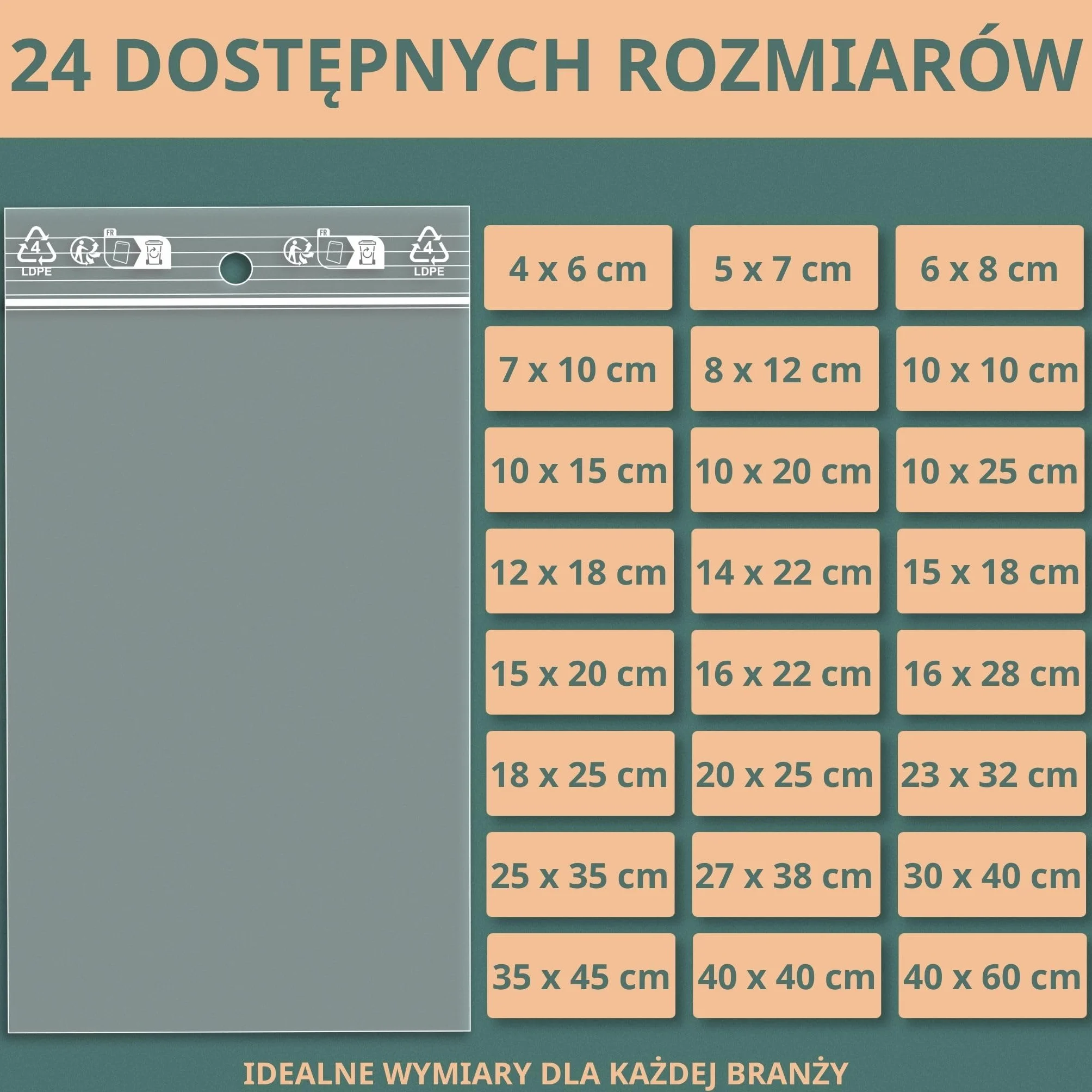 PACKY - Woreczki Strunowe – Przezroczysty Woreczek Plastikowy – 24 Dostępne Rozmiary – Od 100 Do 1000 Sztuk – Woreczek Do Mrożenia z Zamkiem – Zamykany Woreczek – Ziplock – 8x12 Cm Zestaw 100 Sztuk