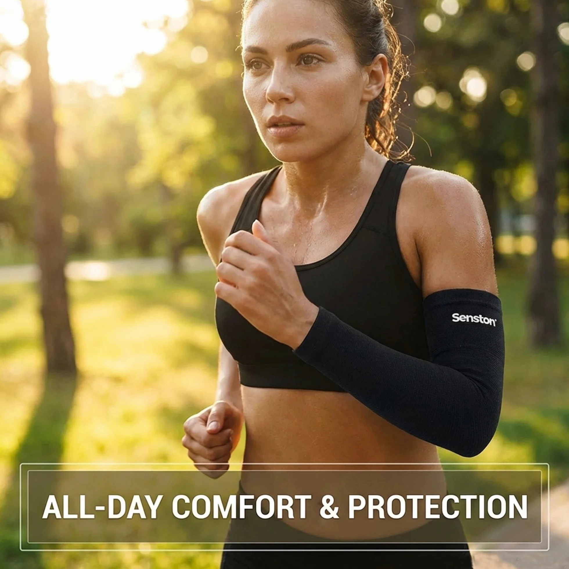 Senston Kompresyjne rękawy 1 sztuka ochrona przeciwsłoneczna ramiona ocieplacze ramion koszykówka siatkówka jazda na rowerze bieganie dla mężczyzn kobiet chłopców
