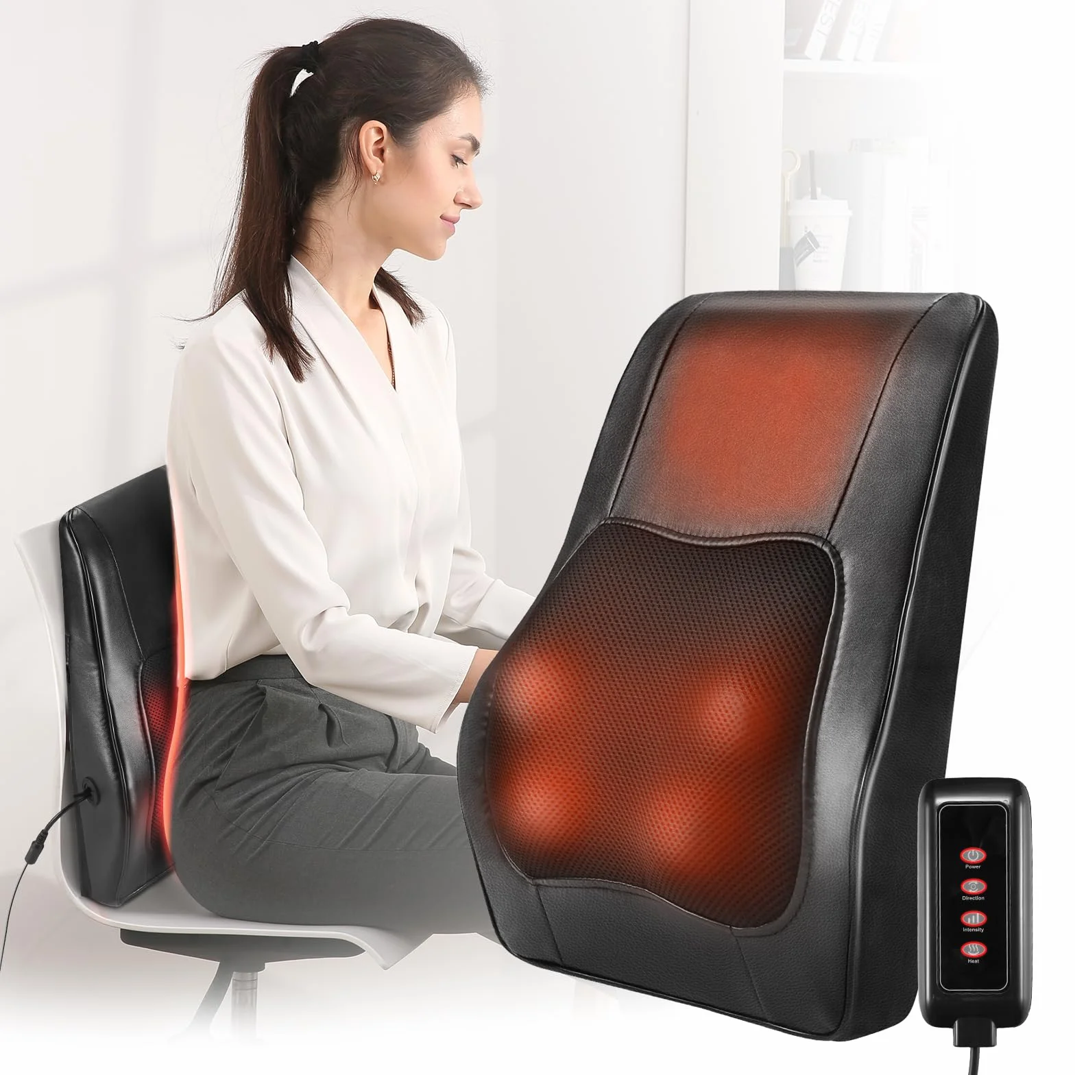 Careboda Shiatsu Back Massager with Heat, 3D głębokie masażu poduszka elektryczna dla ulgi w bólu szyi i pleców, idealna do użytku w domu, biurze i samochodzie, najlepszy prezent dla kobiet i mężczyzn