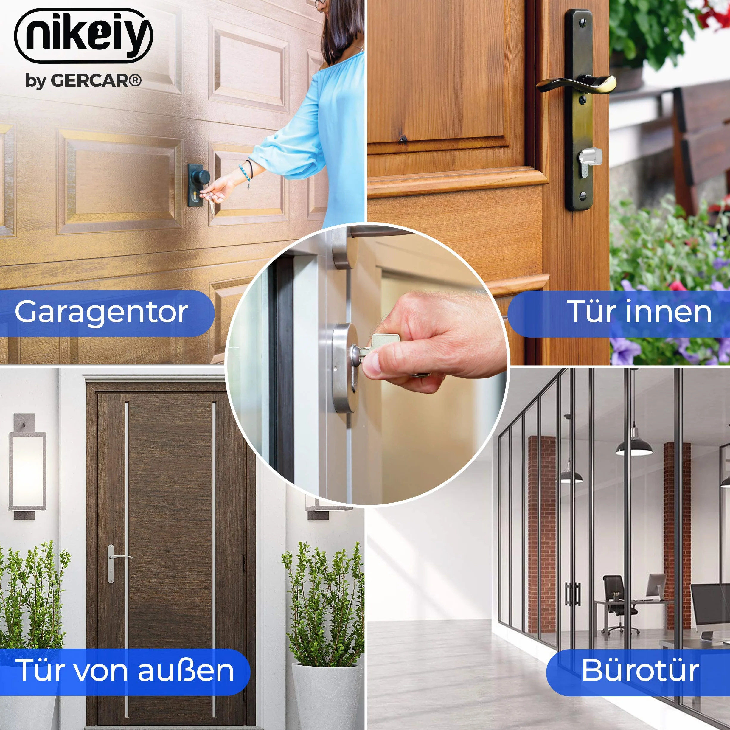 GERCAR Pro cylinder profilowy 30/40 masywny cylinder zamykający podwójny cylinder zamek bębenkowy zamek drzwi - z mosiądzu niklowanego - w zestawie 5 kluczy - klucz dwustronny - długość: 70 mm, A: 30
