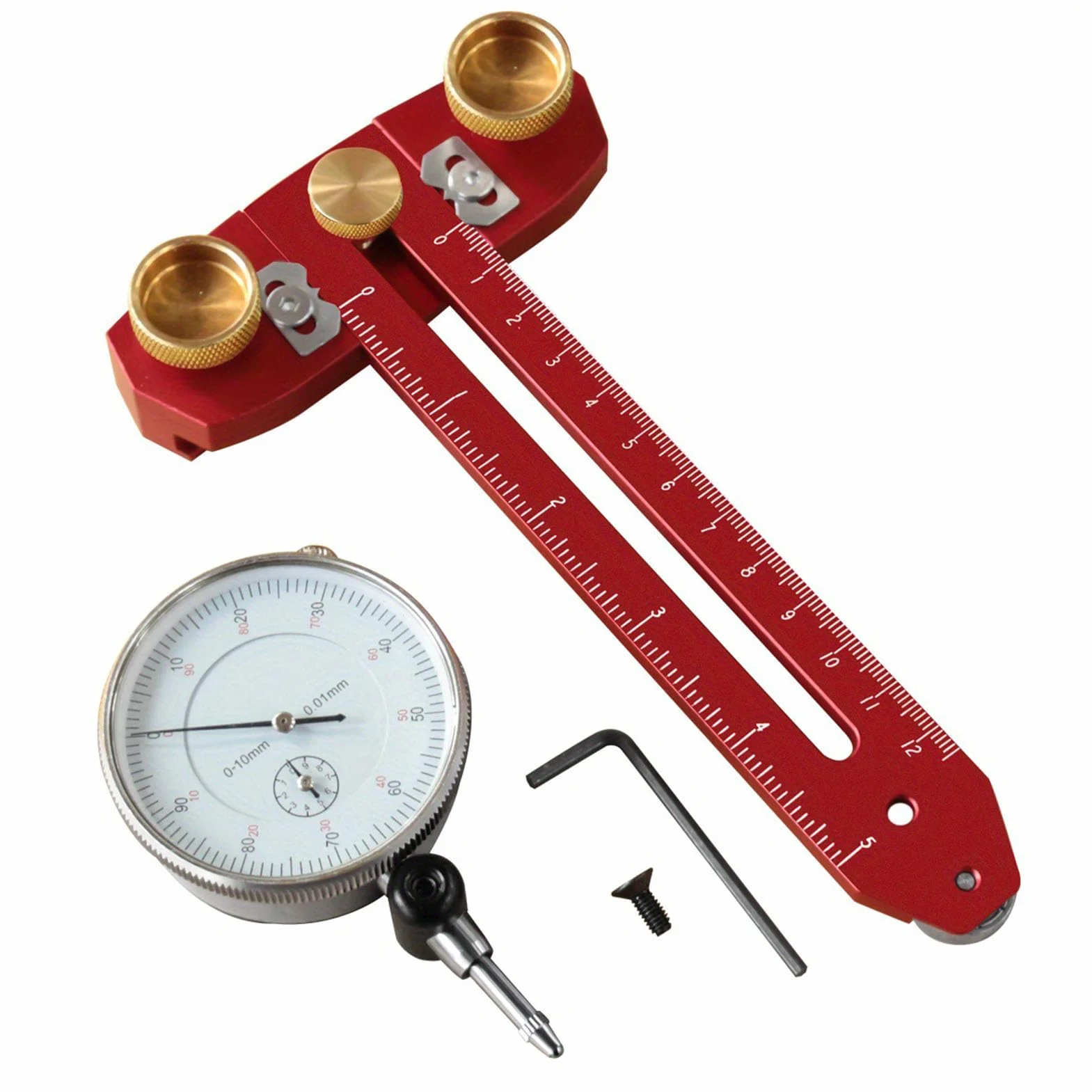 Fafeicy Kalibrator Piły Stołowej z Aluminiowymi Wskaźnikami Mosiężnymi Czujnik Zegarowy 0-10 mm