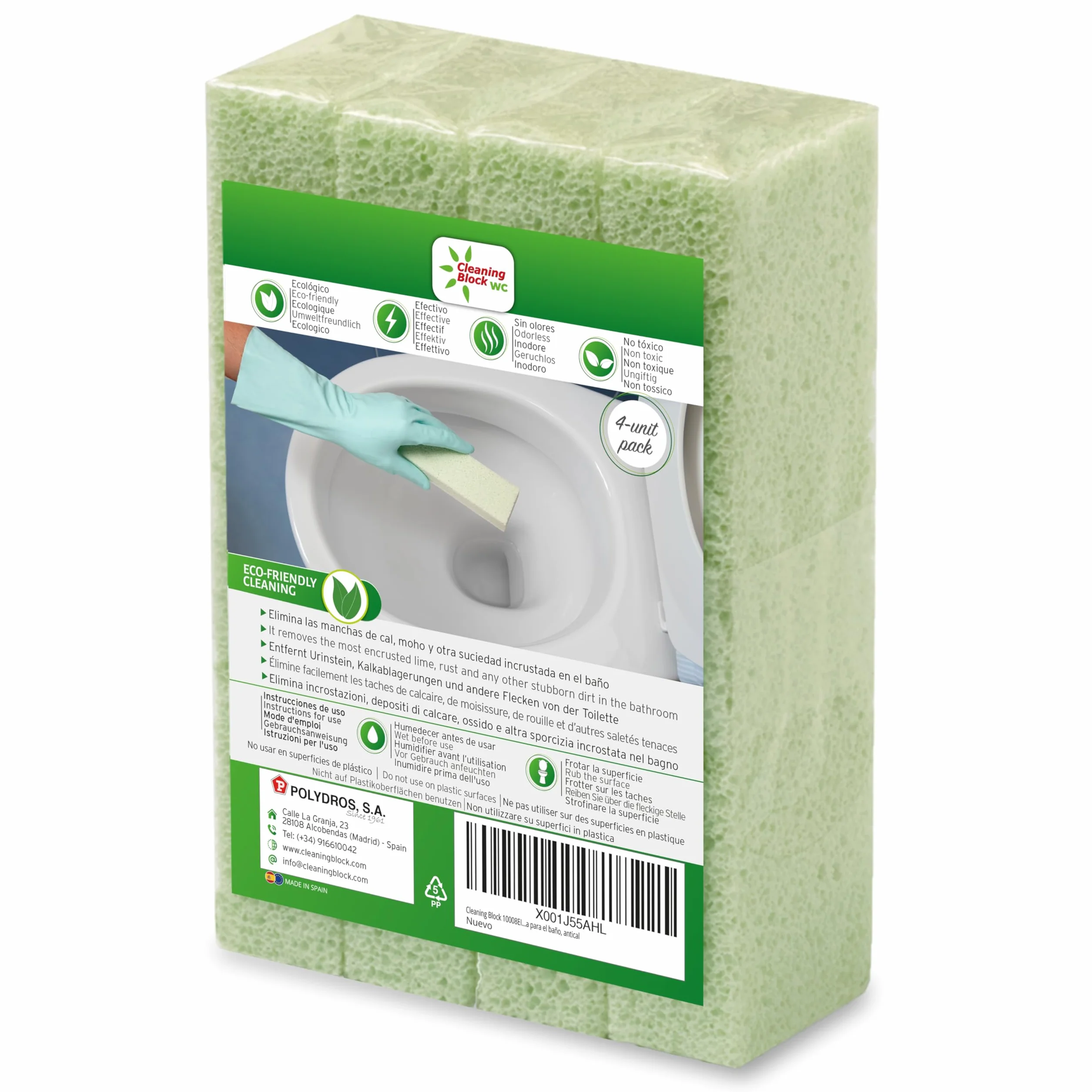 Cleaning Block WC - Skuteczne Pałeczki do Usuwania Kamienia i Żółtych Plam - Czyści WC, Umywalki, Prysznice i Wanny, Usuwa Trudne Zabrudzenia - Pack 4 Sztuki