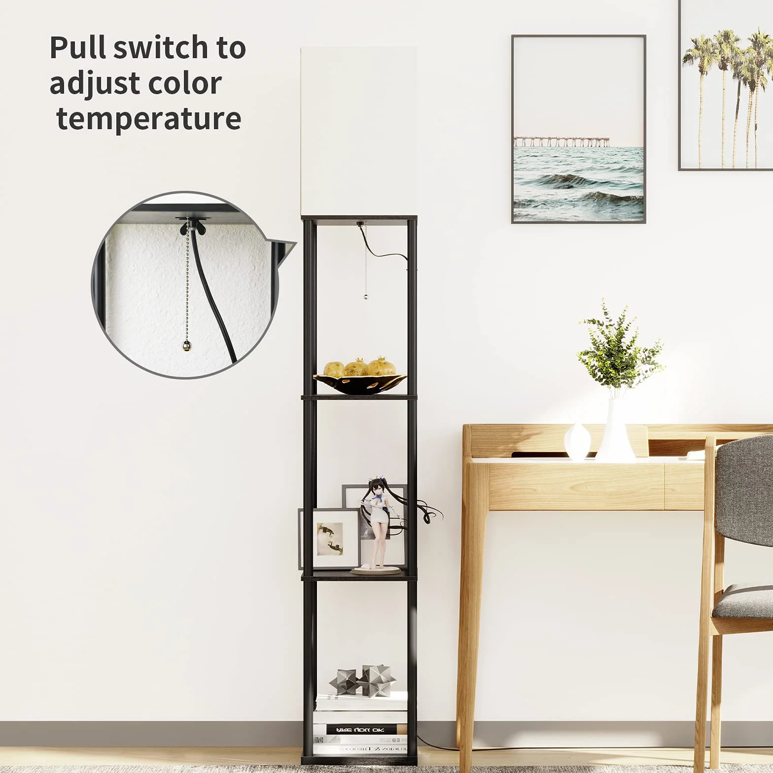 SUNMORY Lampa stojąca LED 3 temperatury barwowe czarna do salonu
