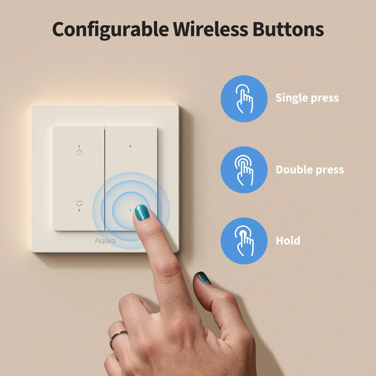 Aqara Przełącznik Migawki H2 EU - Matter, Protokół Thread/Zigbee, do Rolet/Żaluzji, 2 przyciski bezprzewodowe, obsługuje Apple Home, Alexa, Home Assistant i Google Home (wymagany przewód neutralny)