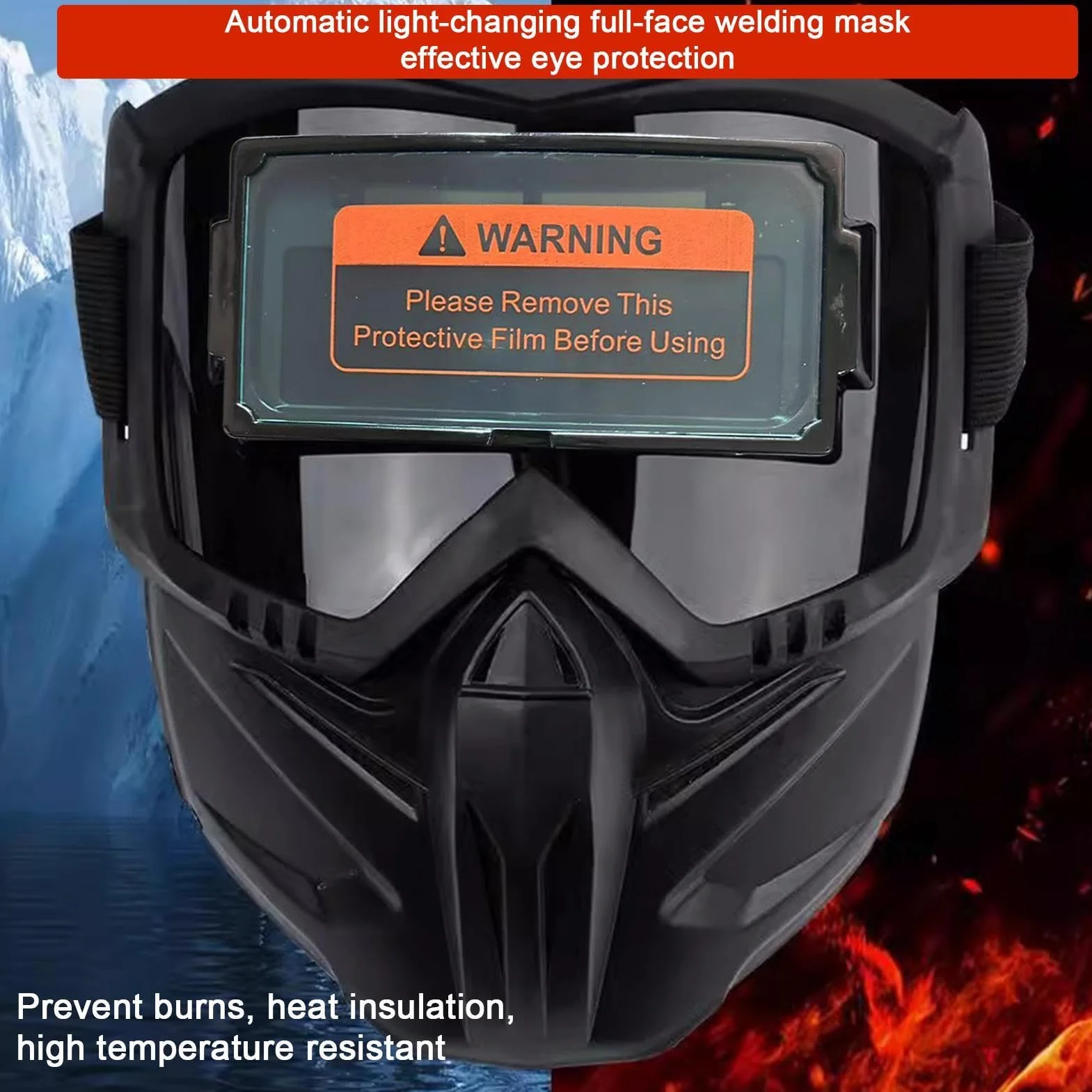 Kask spawalniczy z automatycznym przyciemnianiem, antyodblaskowy, osłona na całą twarz, do prac spawalniczych, odporne na wysokie temperatury, regulowane wygodne dopasowanie, sprzęt bezpieczeństwa do