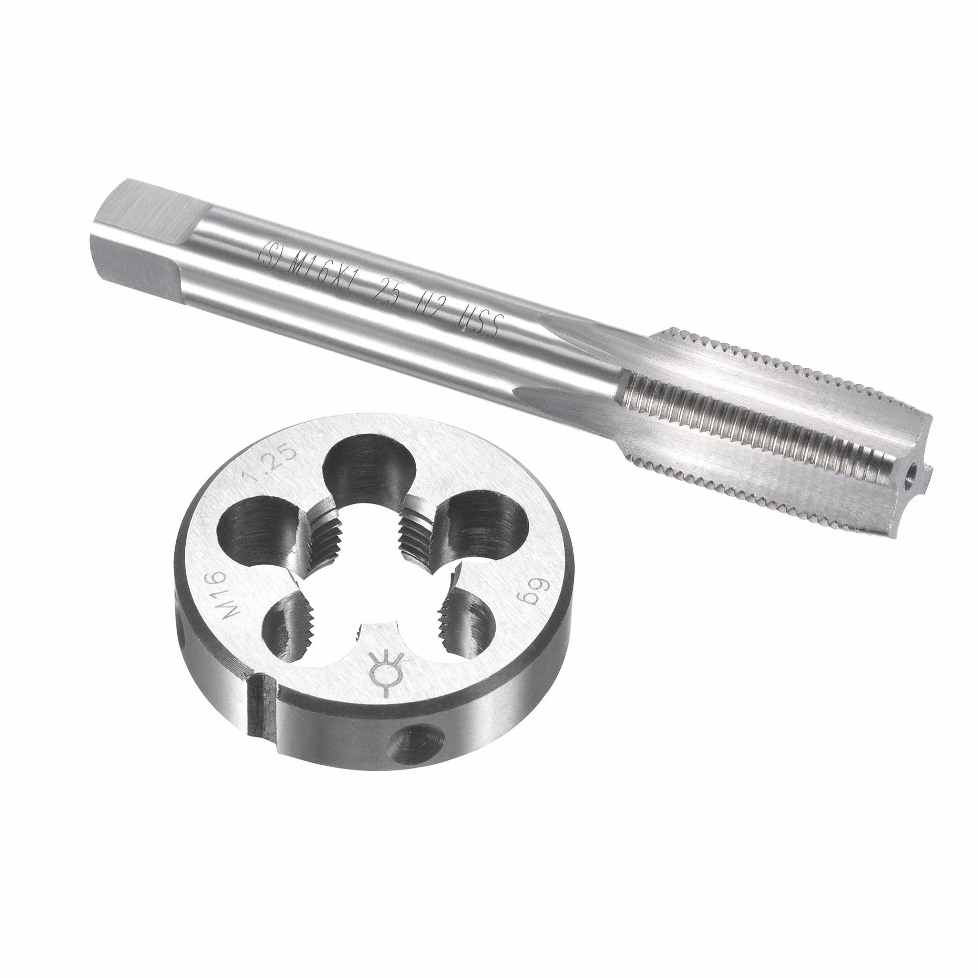 Zestaw gwintowników i narzynek metrycznych M16 x 1,25 mm, gwintownik maszynowy z okrągłą narzynką, zestaw gwintowników i narzynek do naprawy gwintów śrub nakrętkowych