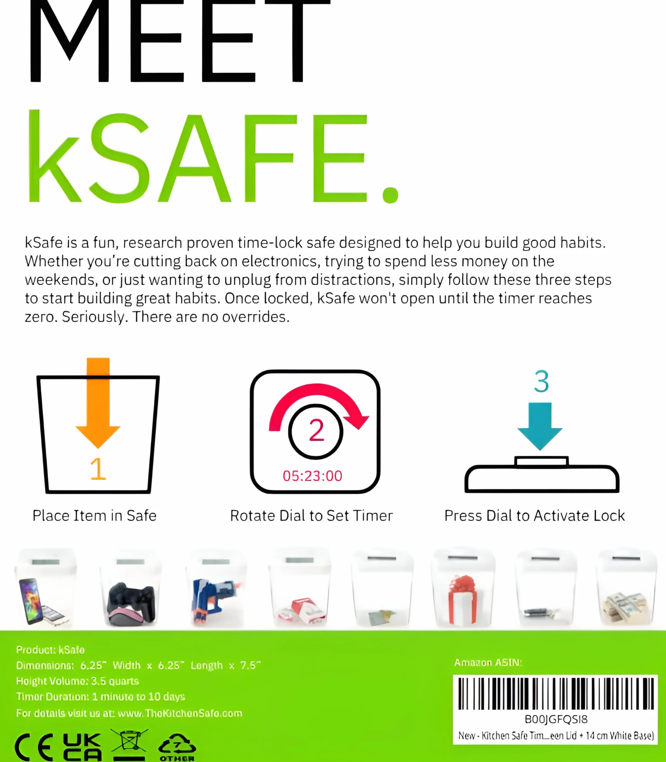 Kitchen Safe zamykany pojemnik z programatorem czasowym ((biała pokrywka + biała podstawa))