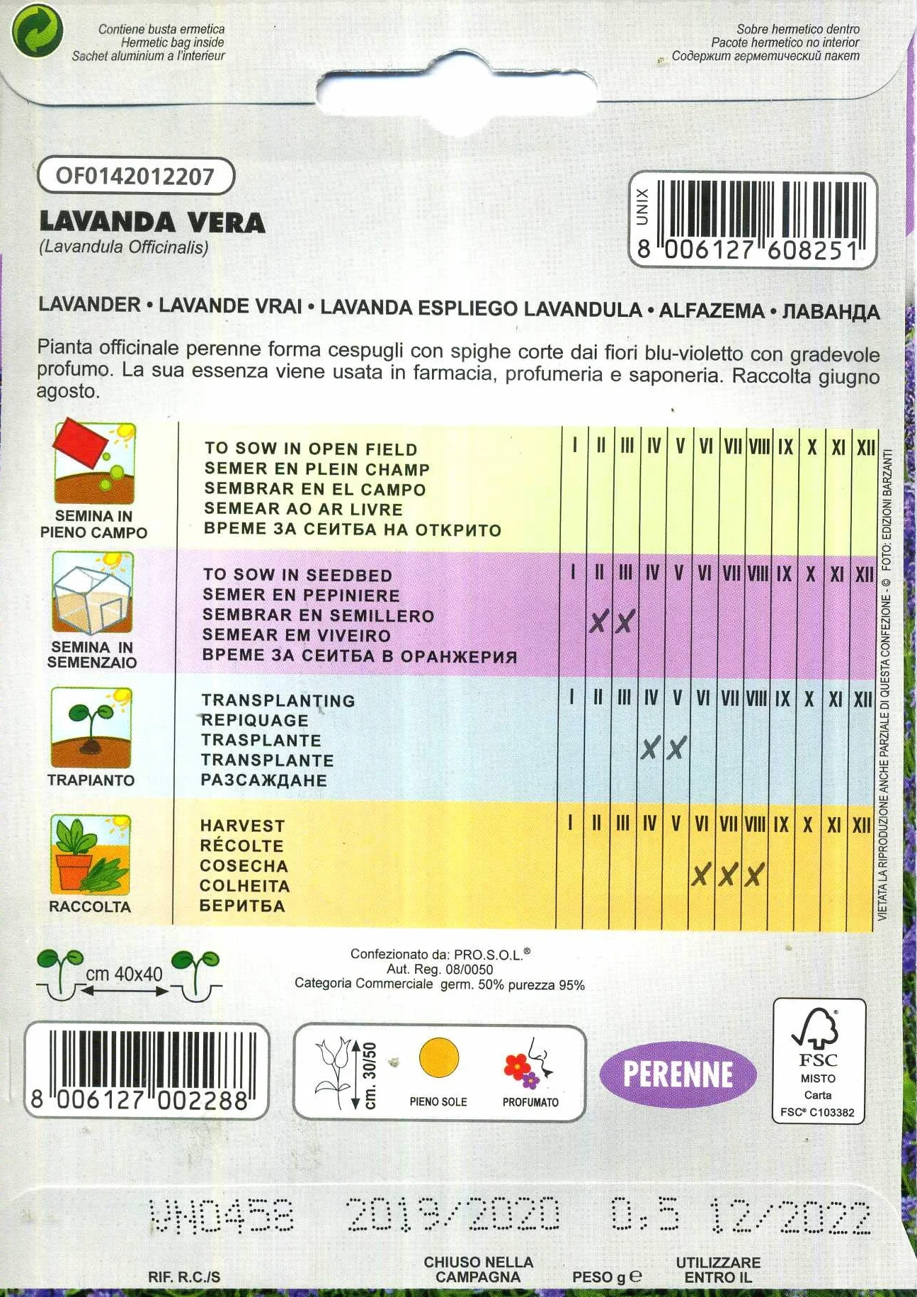 Lavanda Vera - Busta Sementi Aromatica
