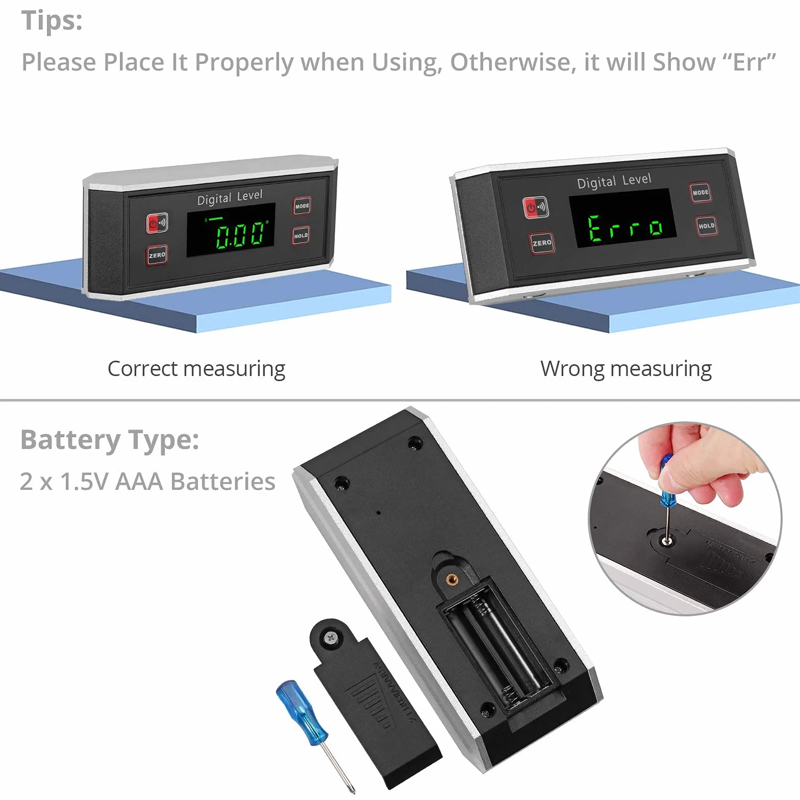 XUNTOP Lnklinometr cyfrowy LED Wodoodporny IP65 z podstawą magnetyczną w kształcie litery V, inklinometr dla przemysłu motoryzacyjnego, drzewnego i maszynowego