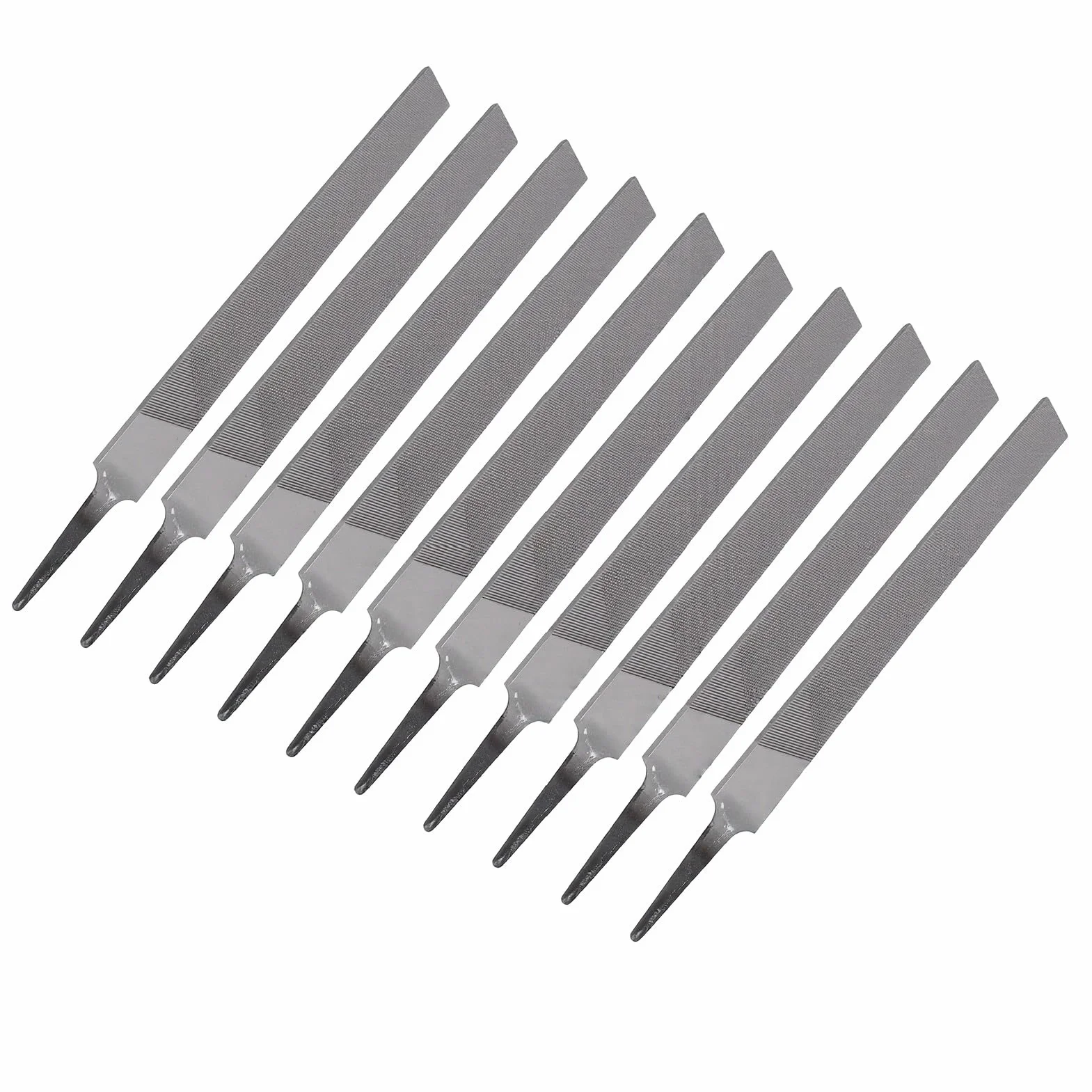 Fafeicy Pilnik Płaski ze Stali Wysokowęglowej 250 Mm z Podwójnym Nacięciem do Metalu, Precyzyjne Narzędzie Ręczne do Gratowania Kształtowego (Gruboziarnisty 10PCS)