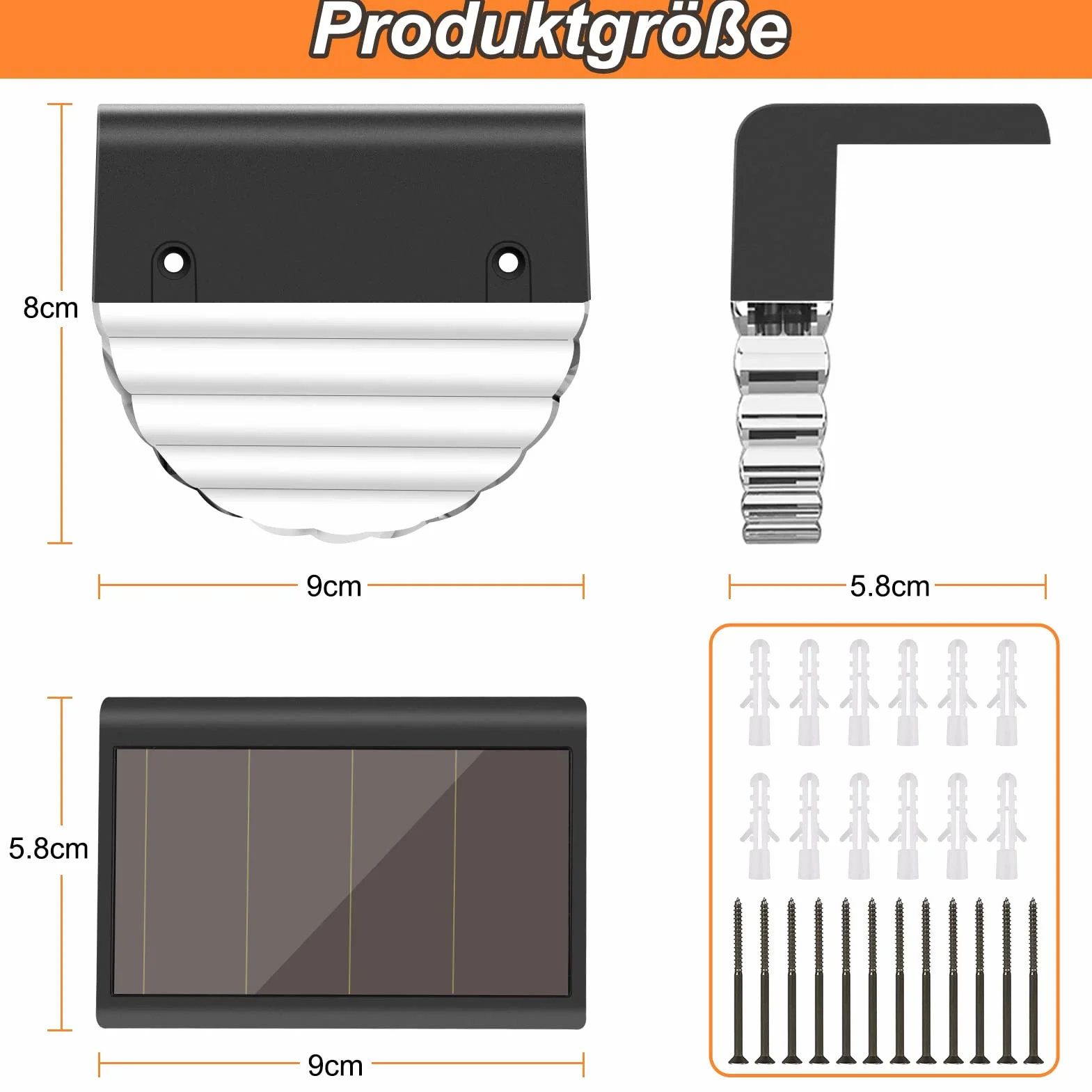 Fuqiduo Lampy solarne na zewnątrz IP65 wodoszczelne 2 tryby ciepła biel zmiana koloru ścienna 6 sztuk