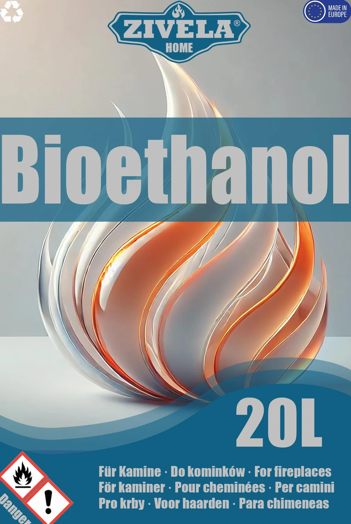 Bioetanol 96,6% 20 l | Bio-alkohol 96,6% 20 l | bioetanol do kominka, kominka stołowego, bioetanolu | bezzapachowy | czyste spalanie, bez dymu, żywy i stabilny płomień