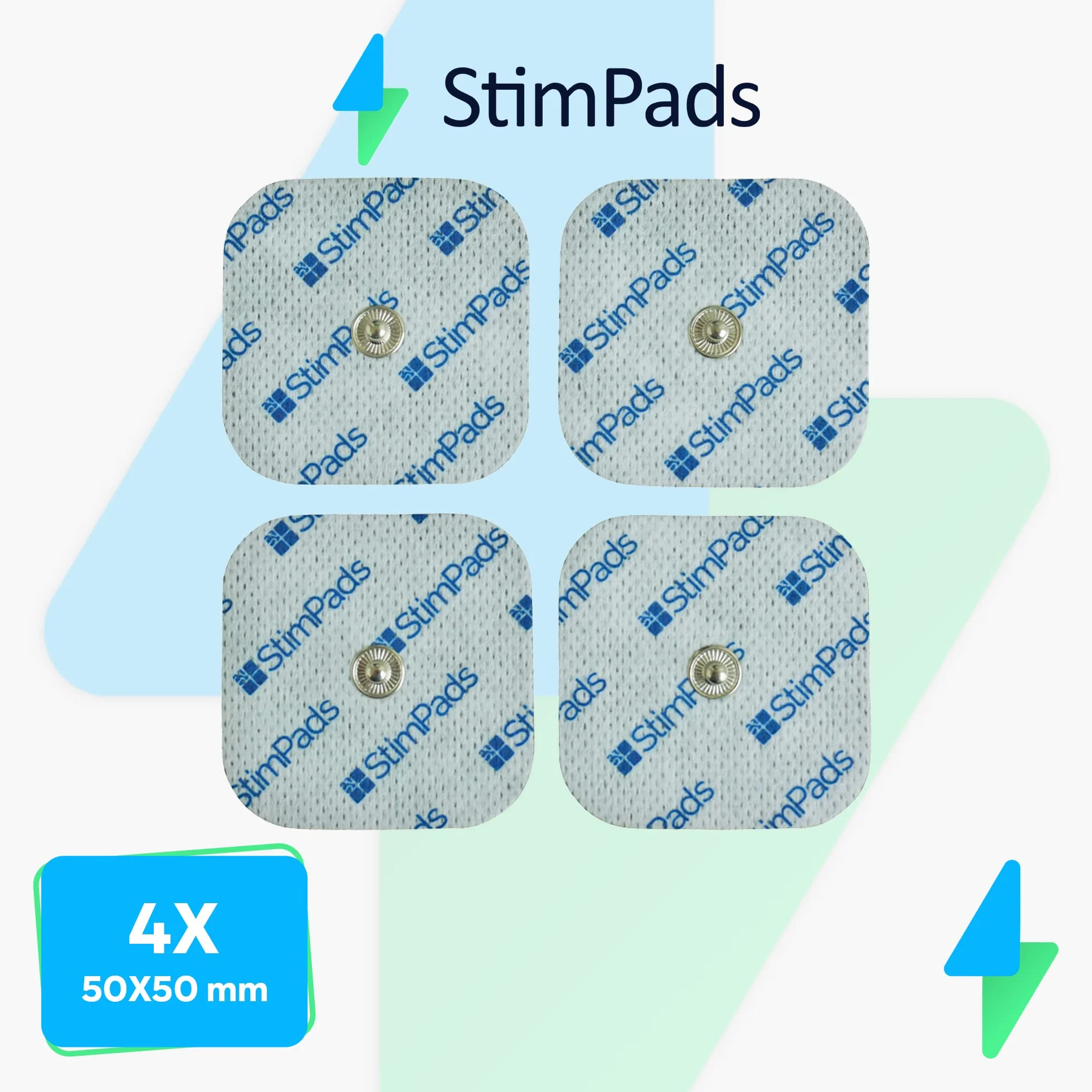 EMS i TENS podkładki do elektrod, 4 sztuki, 50 x 50 mm, z zatrzaskiem 3,5 mm, nadają się do sanitas, Beurer, Bluetens, itd. - niezawodne, wysokiej jakości produkt medyczny z certyfikatem