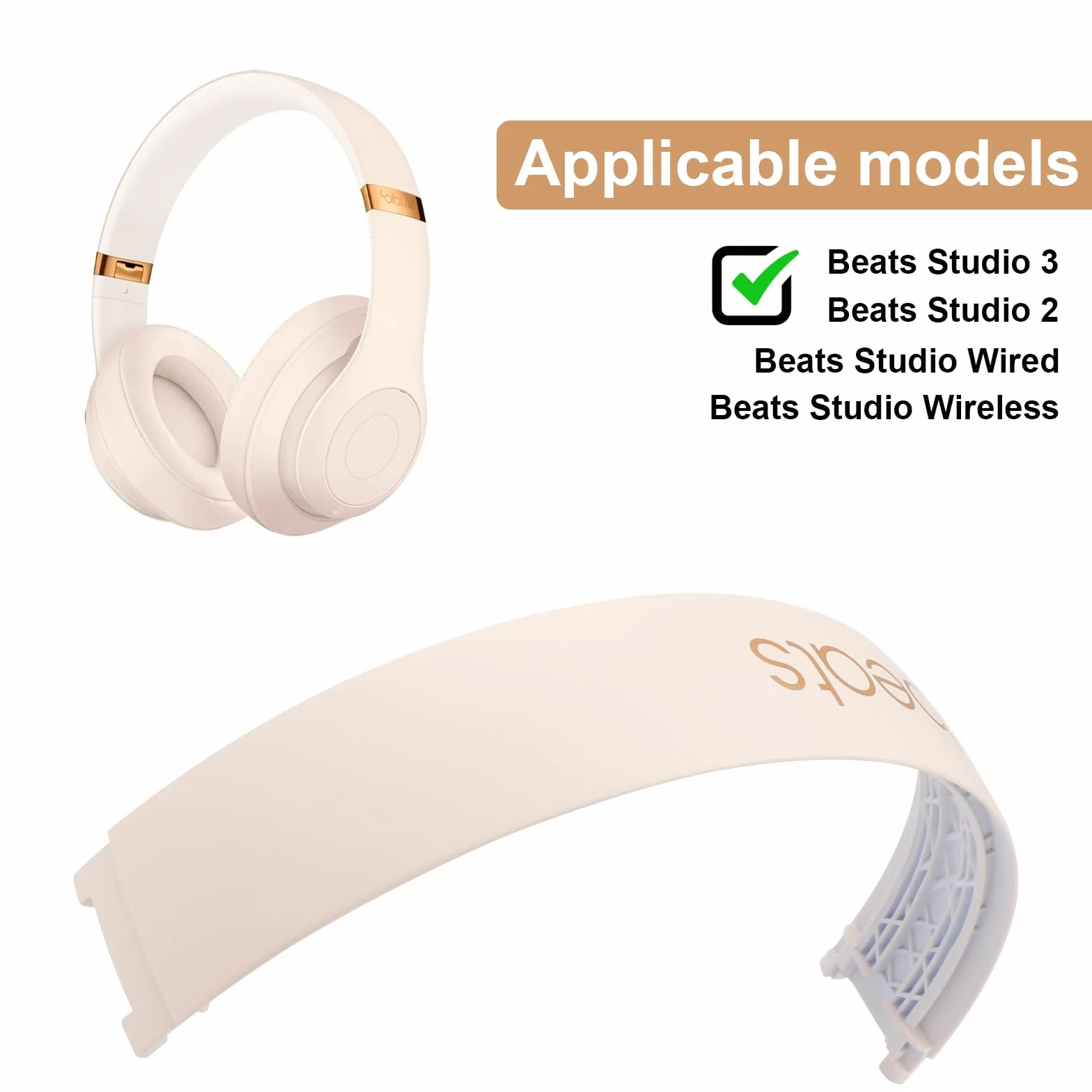 Studio 2 opaska na głowę, części zamienne, akcesoria Studio 3, zestaw naprawczy opaski na głowę, kompatybilny ze Studio 2.0 / Studio 3.0 Wireless (B0500 B0501) górna opaska (Studio3-Ceramic Pink)