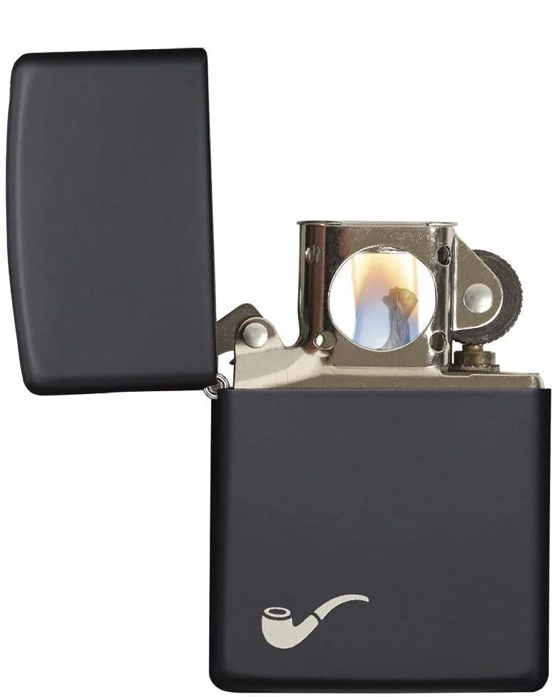 Zippo Zapalniczka Sztormowa, Motyw Fajki, Czerń Matowa, z Możliwością Napełniania, Wielokrotnego Użytku, Płomień Odporny na Wiatr, w Pudełku Prezentowym, Made in USA