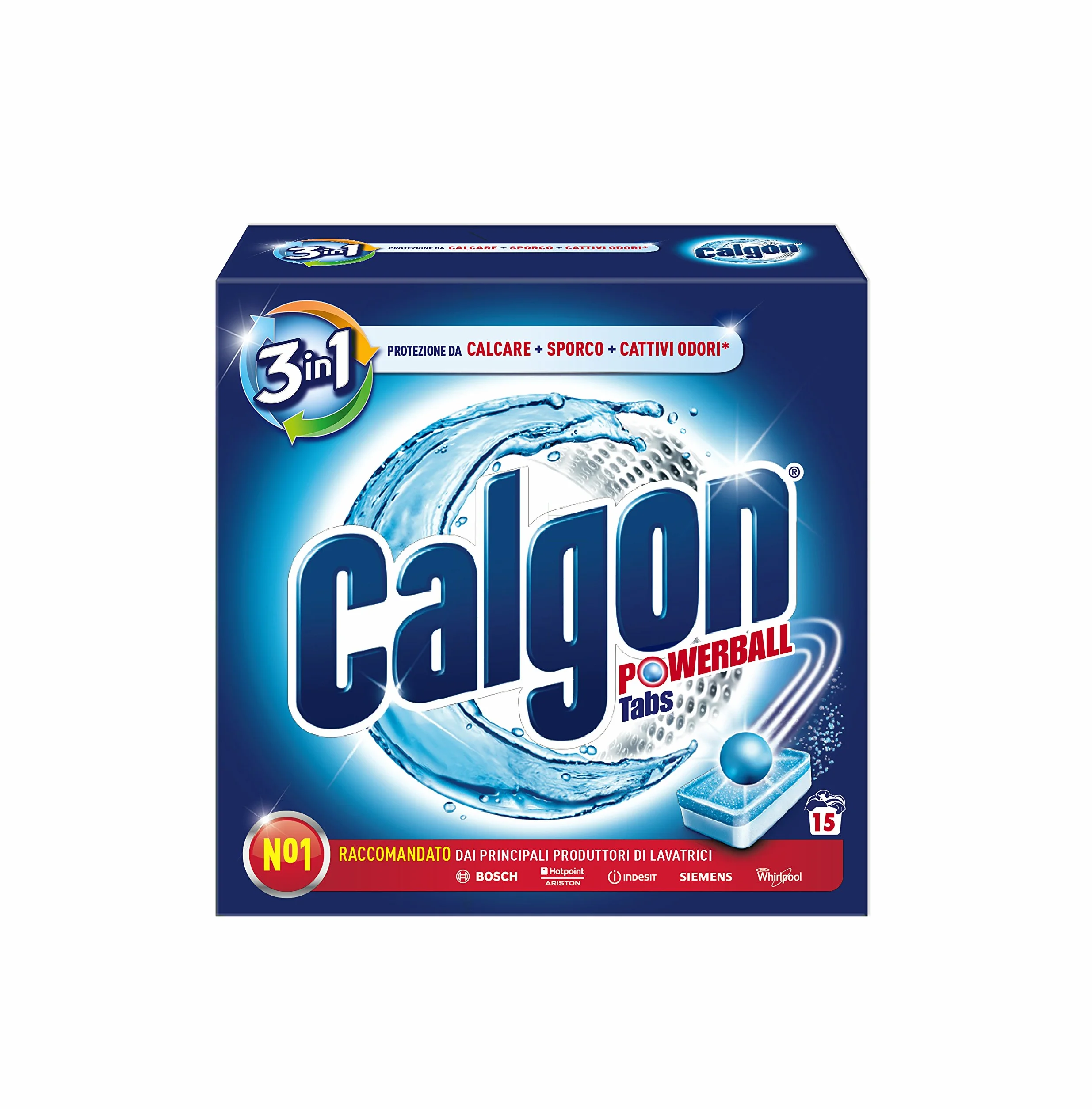 Calgon 3W1 Powerball Tabletki Zmiękczające Wodę, 15 sztuk