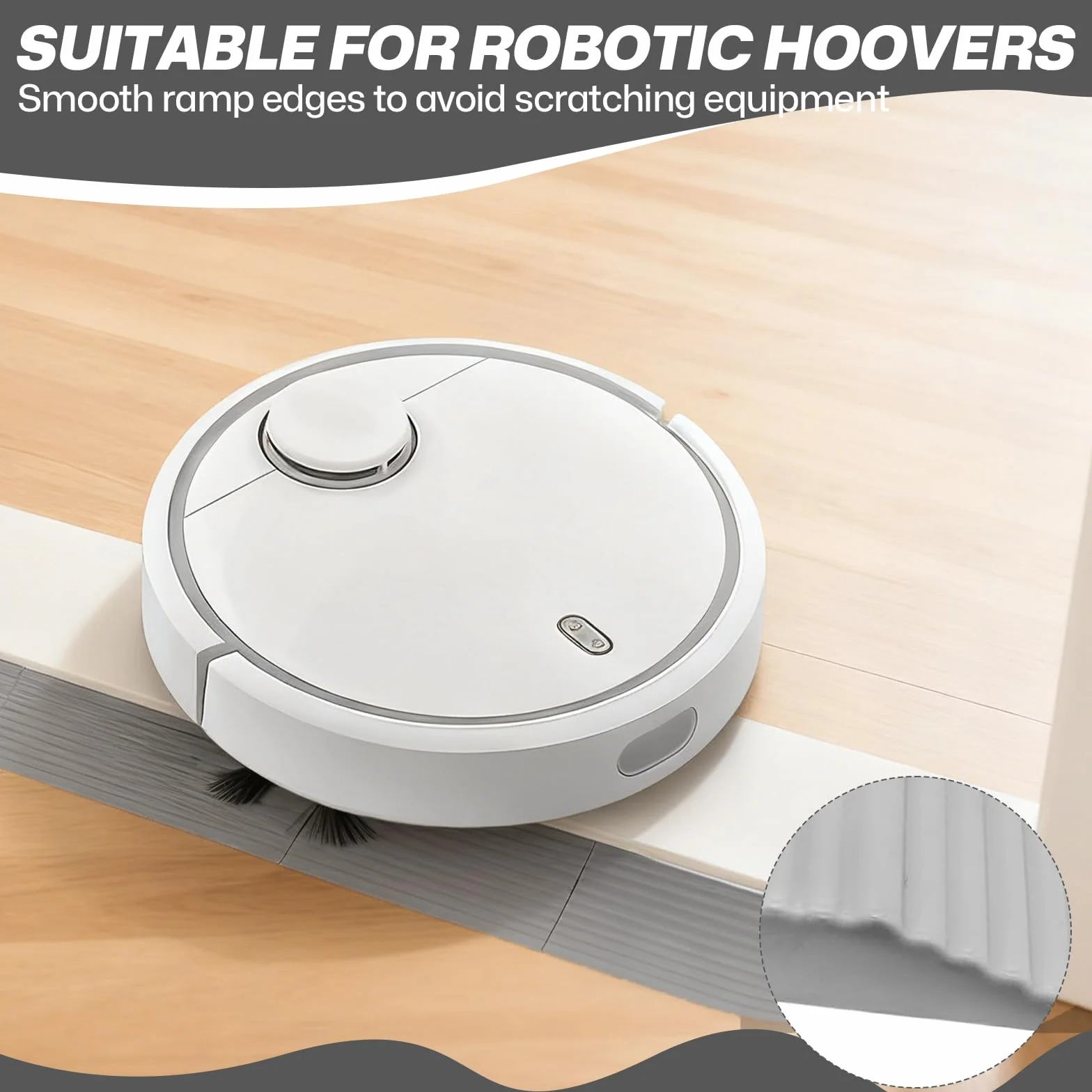 Rampa progowa do drzwi, robot odkurzający, wysokość 1,5 cm, rampa progowa, antypoślizgowa, do robota odkurzającego, wózków inwalidzkich, szara, 68,8 cm