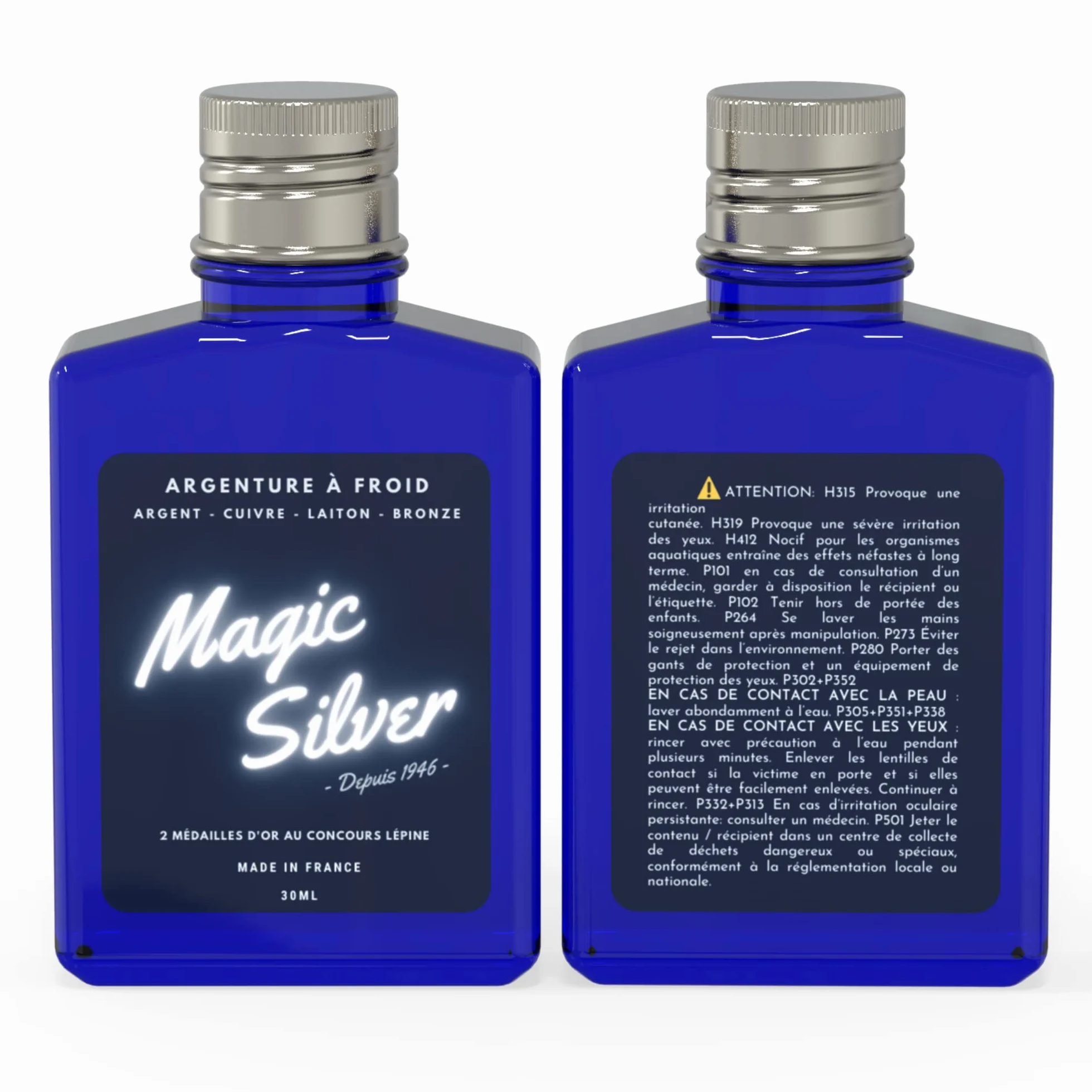 Srebro na zimno - Magic Silver - Srebrne srebro do biżuterii, 30 ml, wyprodukowano we Francji, środek do czyszczenia srebra, środek do czyszczenia biżuterii, środek do czyszczenia srebra i biżuterii