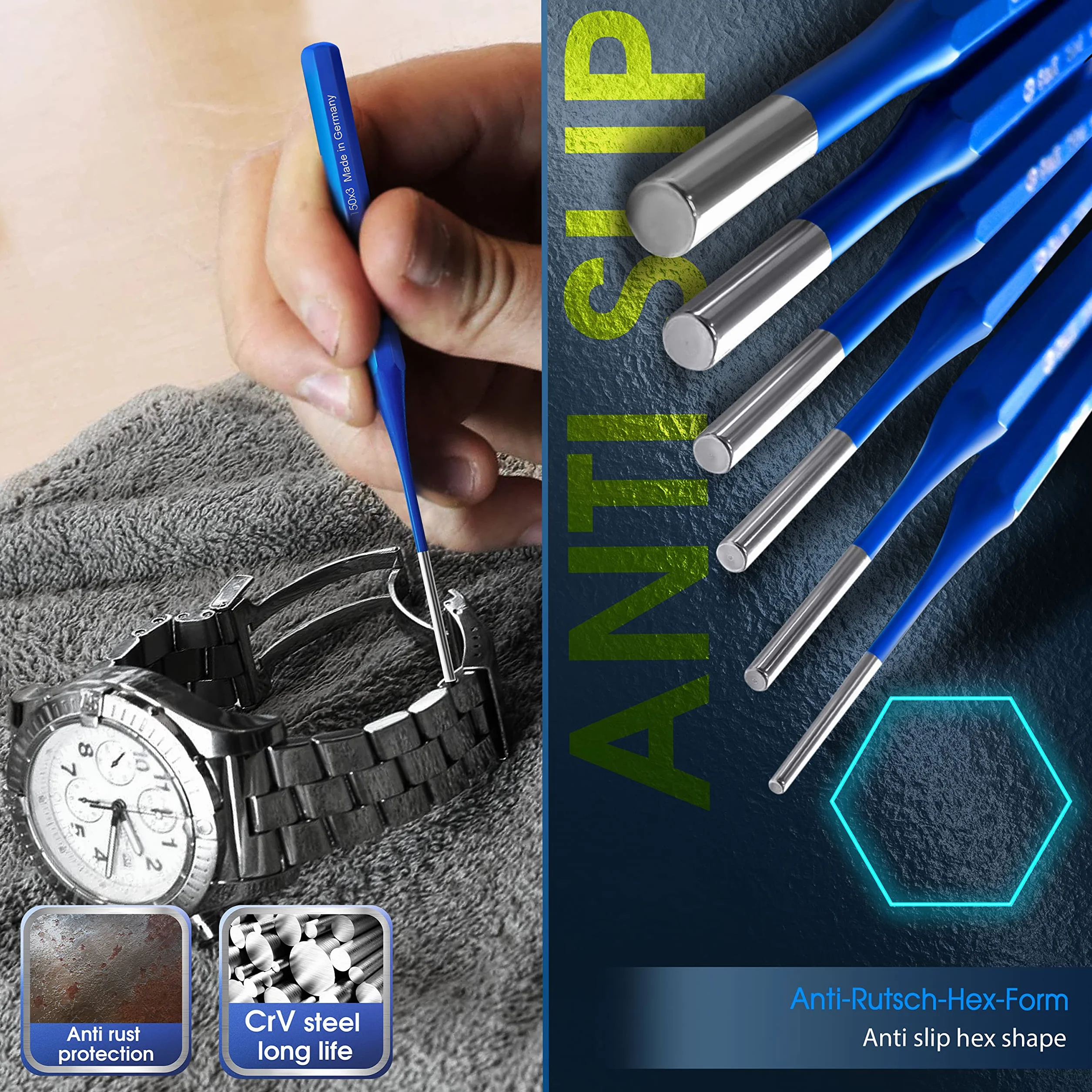 S&R zestaw sterowników do zawleczek 3-10 mm ze stali chromowo-wanadowej Made in Germany