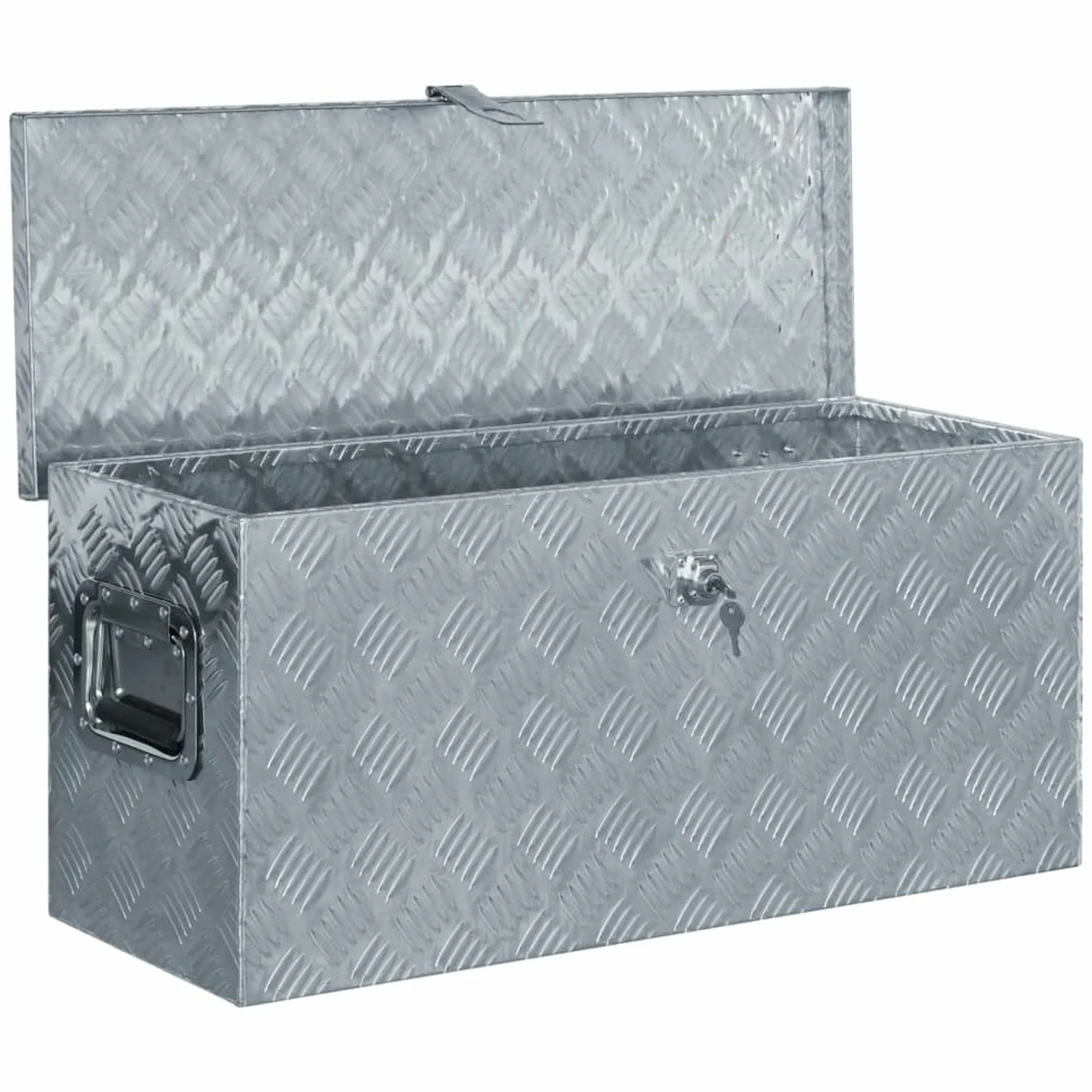 ShGaxin Aluminiowa skrzynka 80x30x35 cm srebrna, metalowa skrzynka narzędziowa, skrzynka narzędziowa, aluminiowa skrzynka 142939