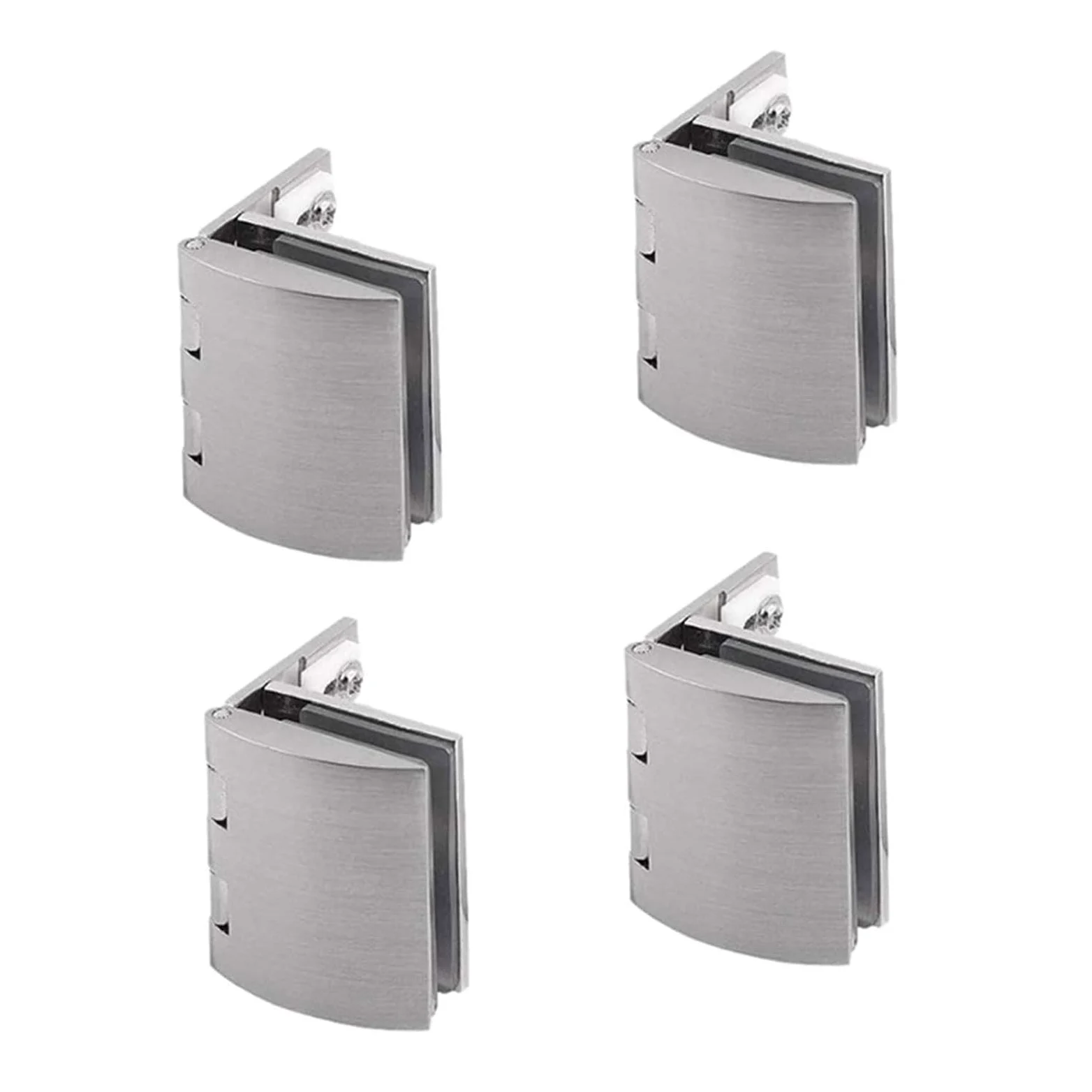 Zawiasy do szkła, 4 szt. Zacisk łazienkowy ze stali nierdzewnej regulowany 5-8 mm, zawias zatrzaskowy do szklanych drzwi szafki szklana szafka na wino drzwi do szafki montowany na ścianie zawias szkla