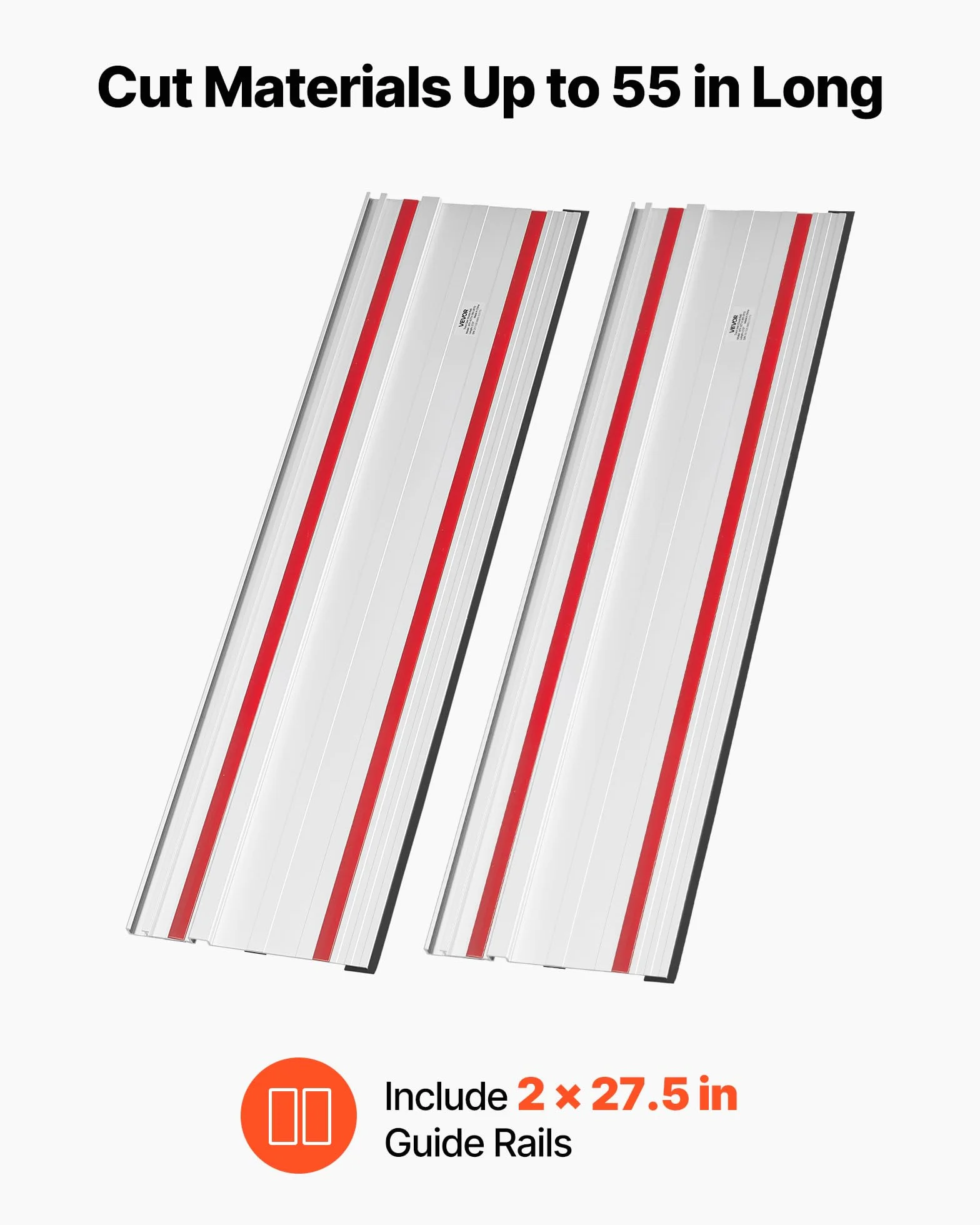 VEVOR Szyna prowadząca do piły gąsienicowej, zakres cięcia 140,7 cm, zestaw zawiera 2 wytłaczane aluminiowe prowadnice 69,8 cm i 1 złącze, kompatybilne z piłami szynowymi Makita