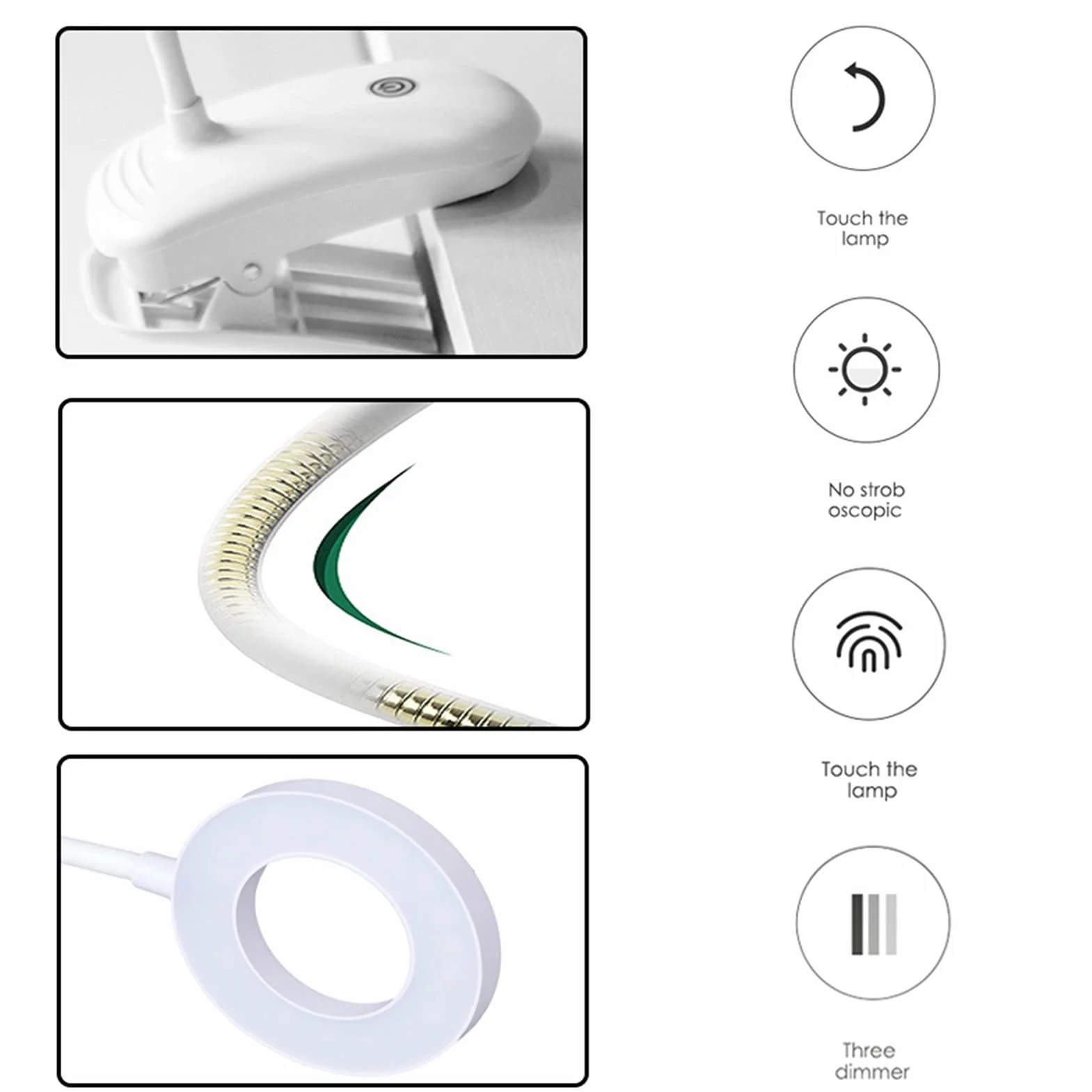 lampka do czytania, Lampa biurkowa o mocy 8 W, ładowalna lampa stołowa USB z klipsem, lampka nocna do czytania książki