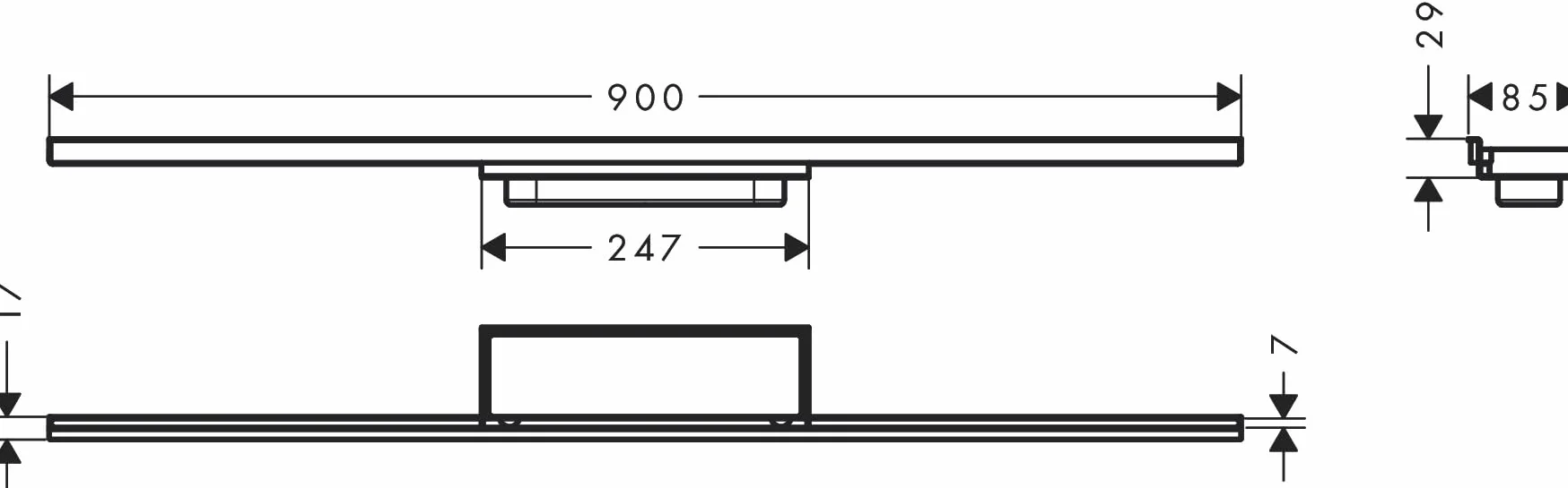 hansgrohe RainDrain Minimalistic - gotowy zestaw rynny prysznicowej, wyłożona płytkami rynna odpływowa 900 mm, odpływ podłogowy prysznic