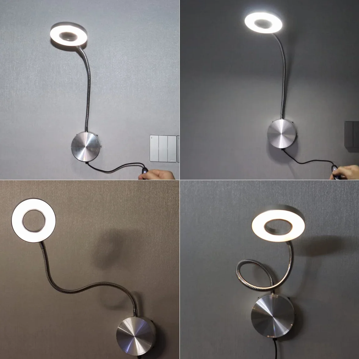 LANMOU Lampa ścienna LED 5W 420lm 40cm z wtyczką USB ściemniacz 3 temperatury barwowe