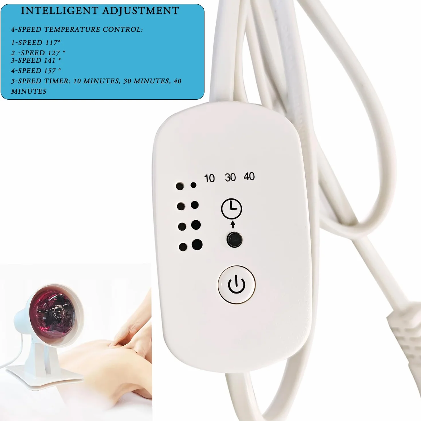 Lampa na podczerwień 150 W z programatorem czasowym i regulacją temperatury regulowany kąt